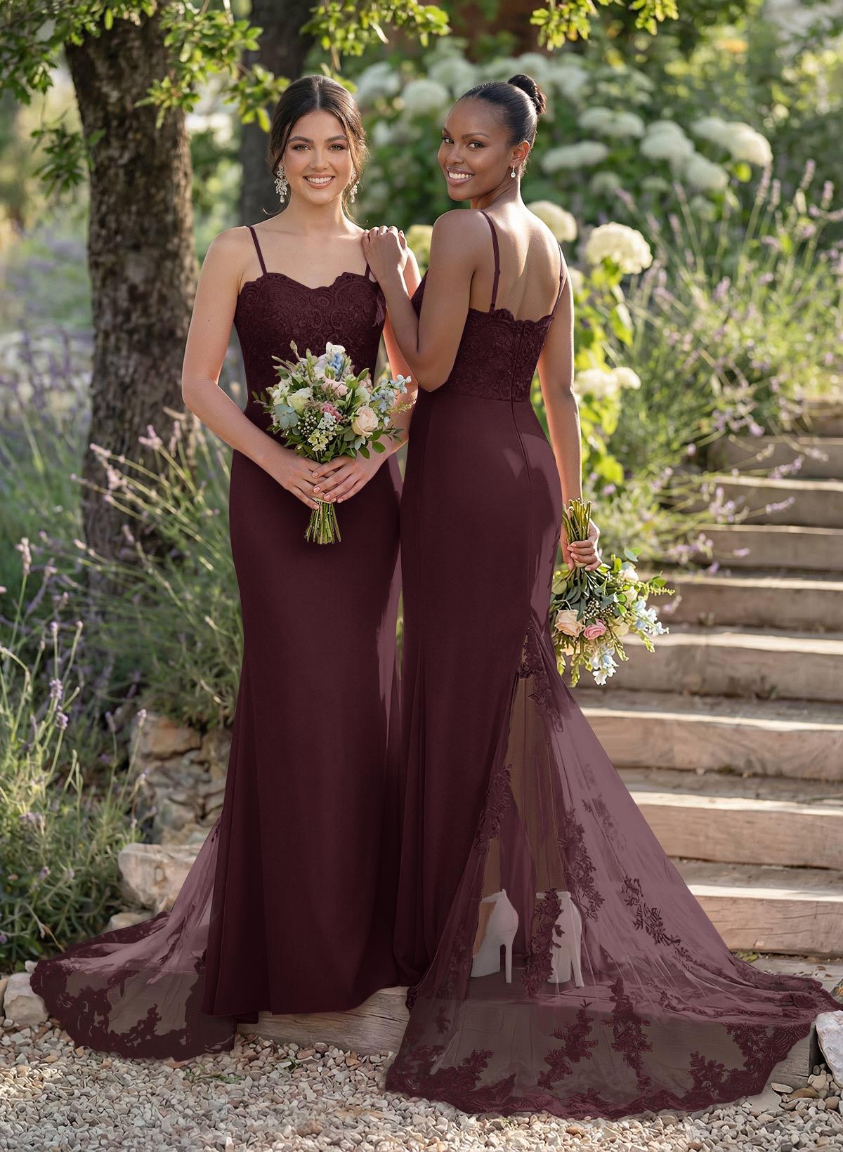 Trumpet/Mermaid Sweetheart Elastic Satin Bridesmaid Dresses With Appliques Lace, product image 51