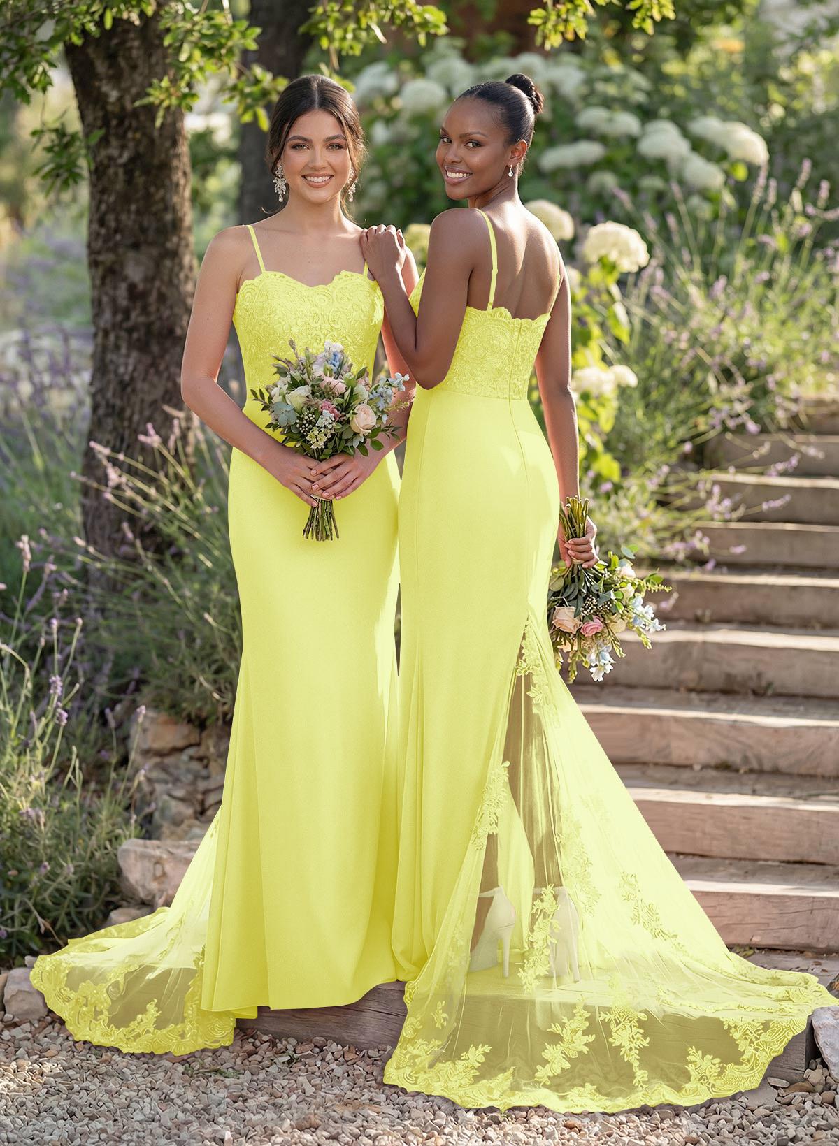 Trumpet/Mermaid Sweetheart Elastic Satin Bridesmaid Dresses With Appliques Lace, product image 95