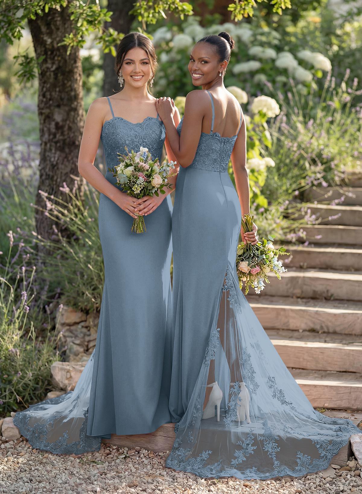 Trumpet/Mermaid Sweetheart Elastic Satin Bridesmaid Dresses With Appliques Lace, product image 45