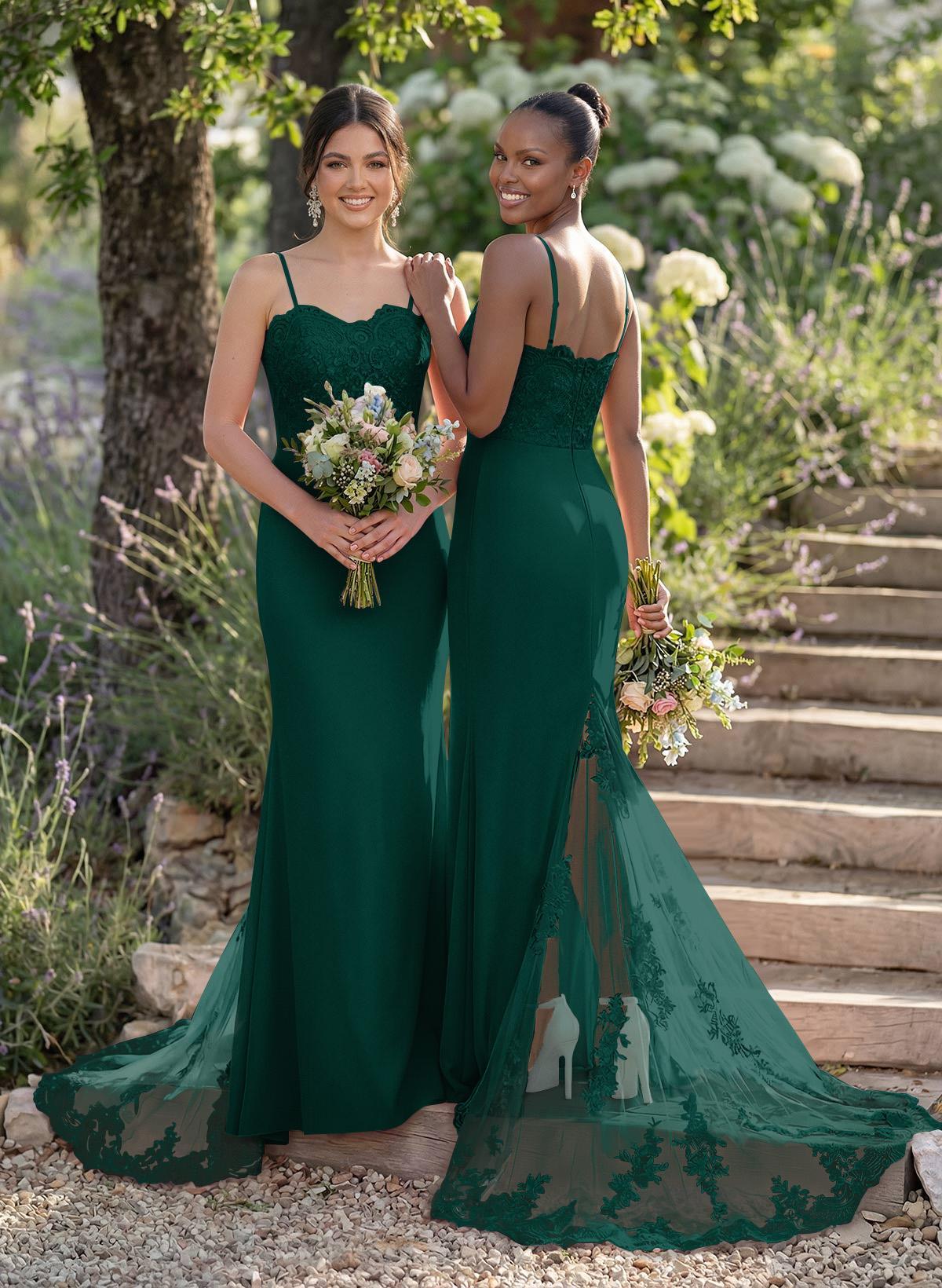 Trumpet/Mermaid Sweetheart Elastic Satin Bridesmaid Dresses With Appliques Lace, product image 179