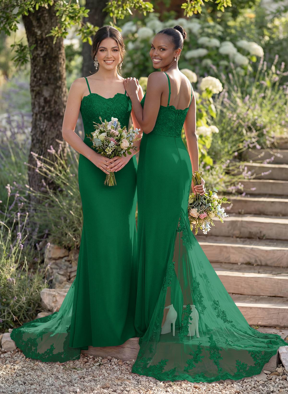 Trumpet/Mermaid Sweetheart Elastic Satin Bridesmaid Dresses With Appliques Lace, product image 176