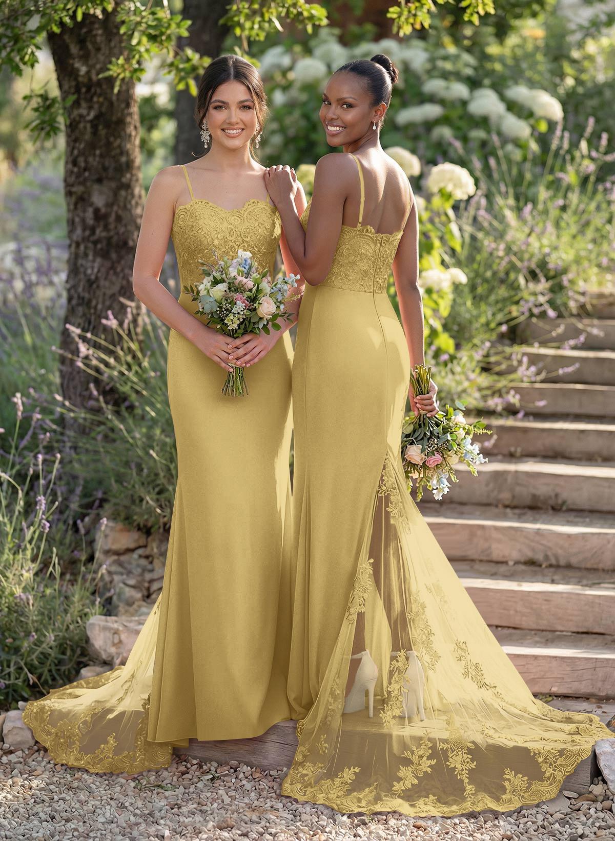 Trumpet/Mermaid Sweetheart Elastic Satin Bridesmaid Dresses With Appliques Lace, product image 122
