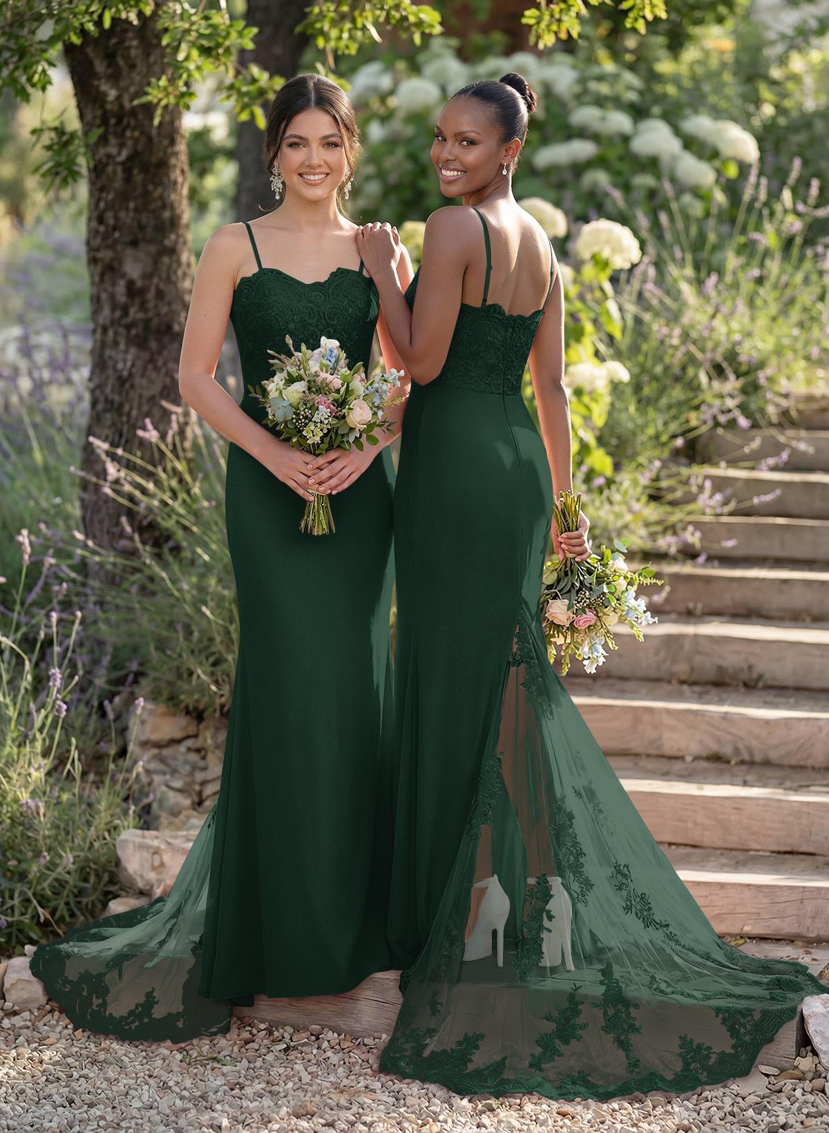 Trumpet/Mermaid Sweetheart Elastic Satin Bridesmaid Dresses With Appliques Lace, product image 101