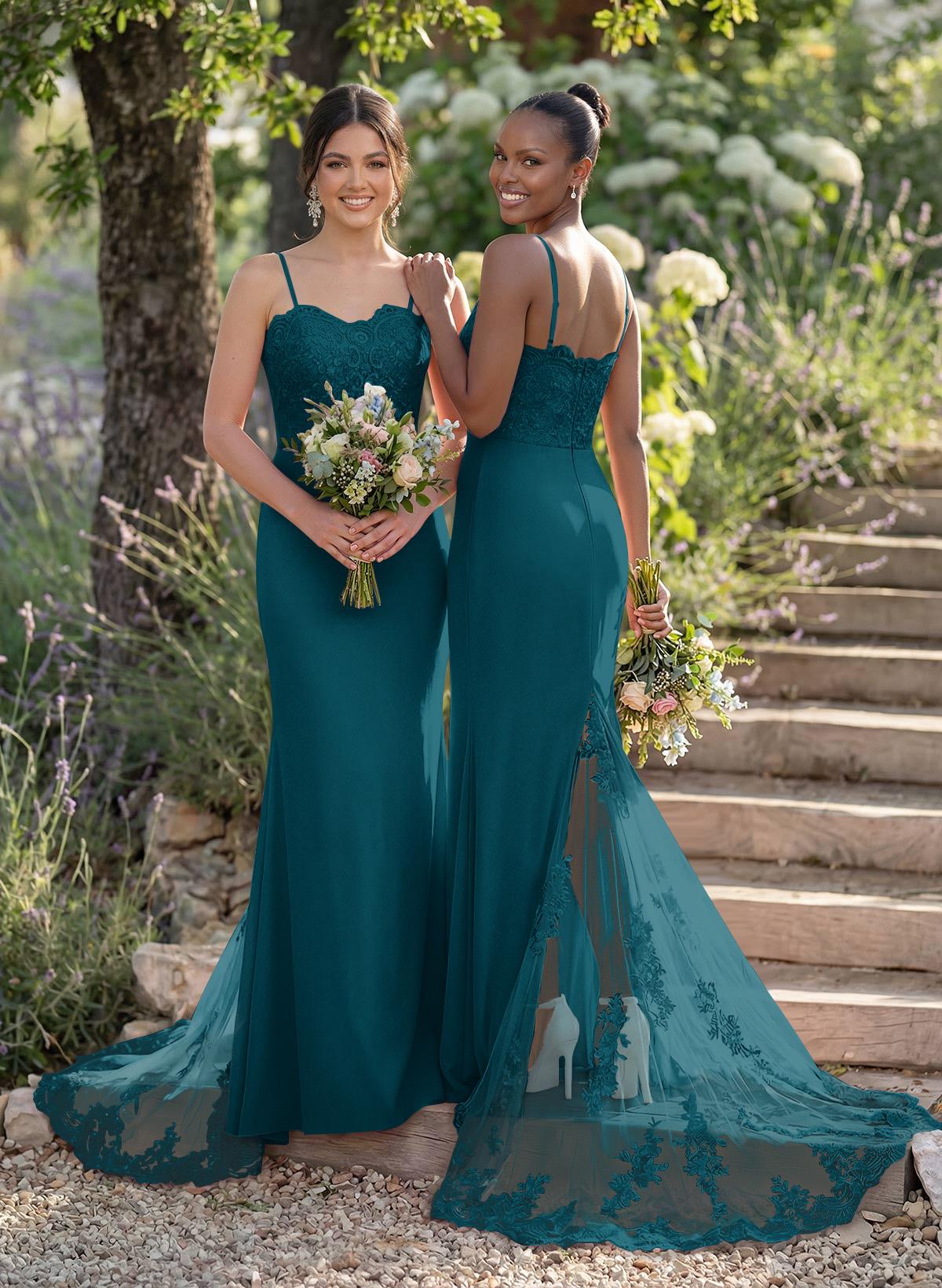 Trumpet/Mermaid Sweetheart Elastic Satin Bridesmaid Dresses With Appliques Lace, product image 83
