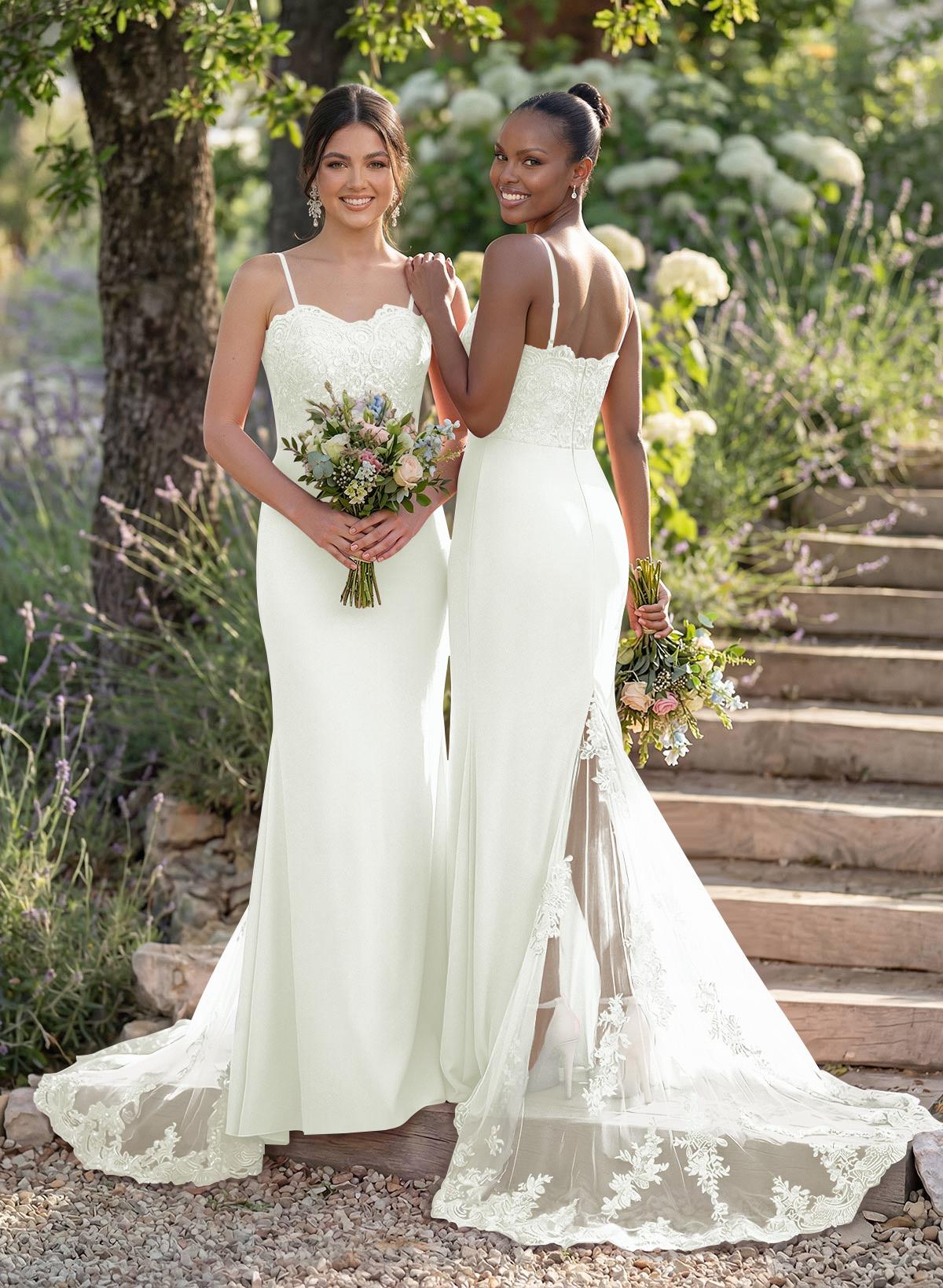 Trumpet/Mermaid Sweetheart Elastic Satin Bridesmaid Dresses With Appliques Lace, product image 30