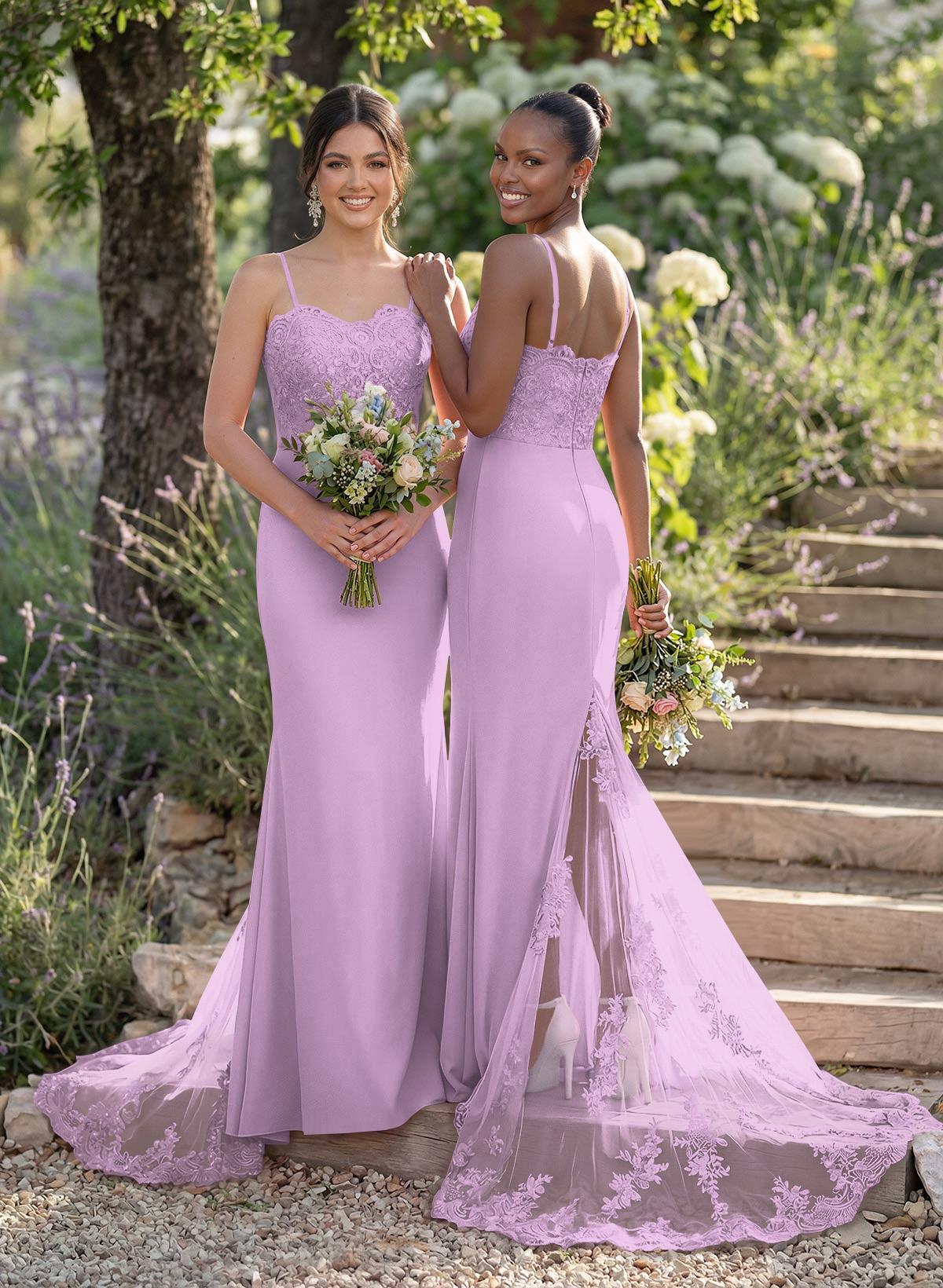 Trumpet/Mermaid Sweetheart Elastic Satin Bridesmaid Dresses With Appliques Lace, product image 68