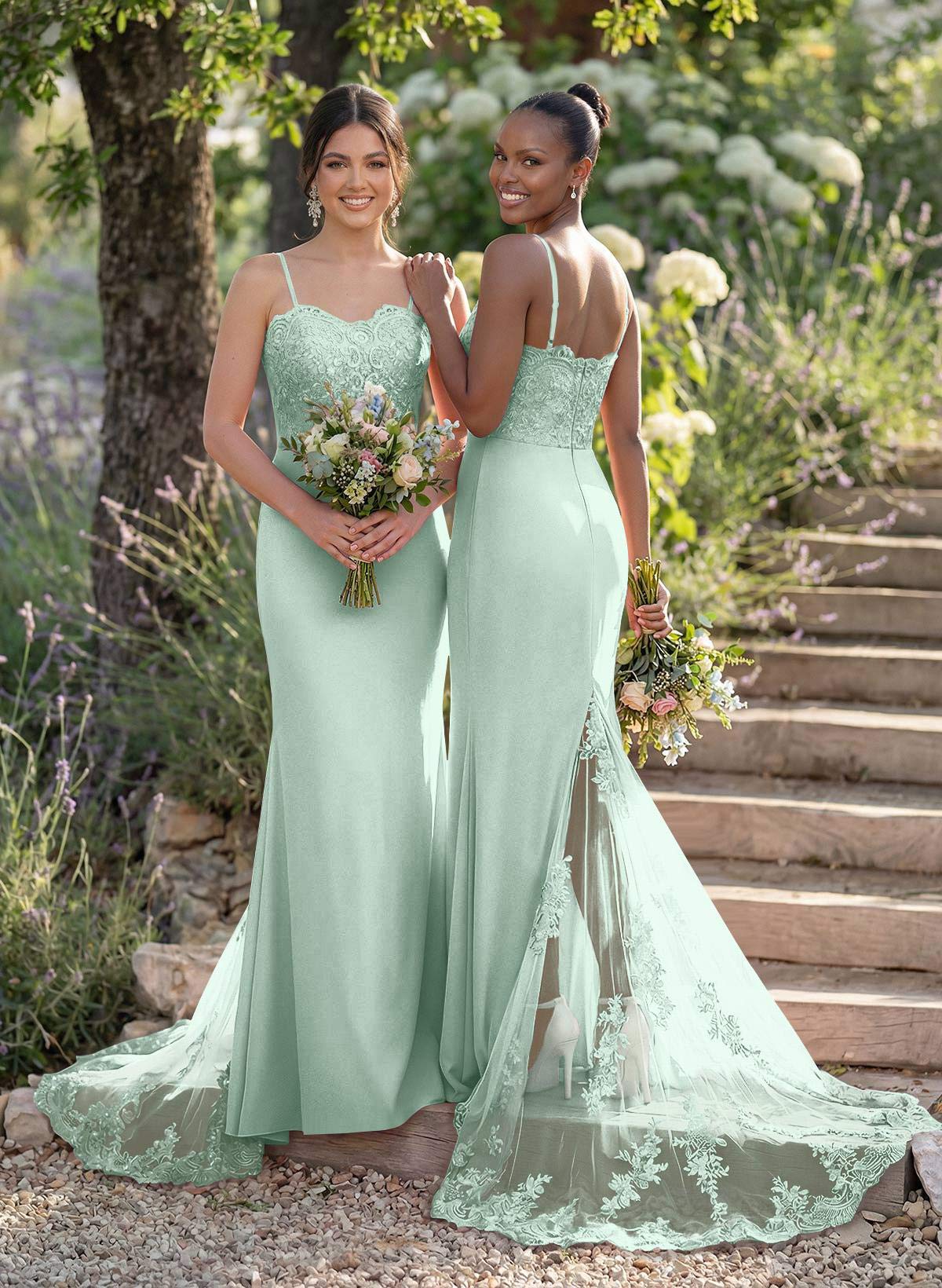 Trumpet/Mermaid Sweetheart Elastic Satin Bridesmaid Dresses With Appliques Lace, product image 146