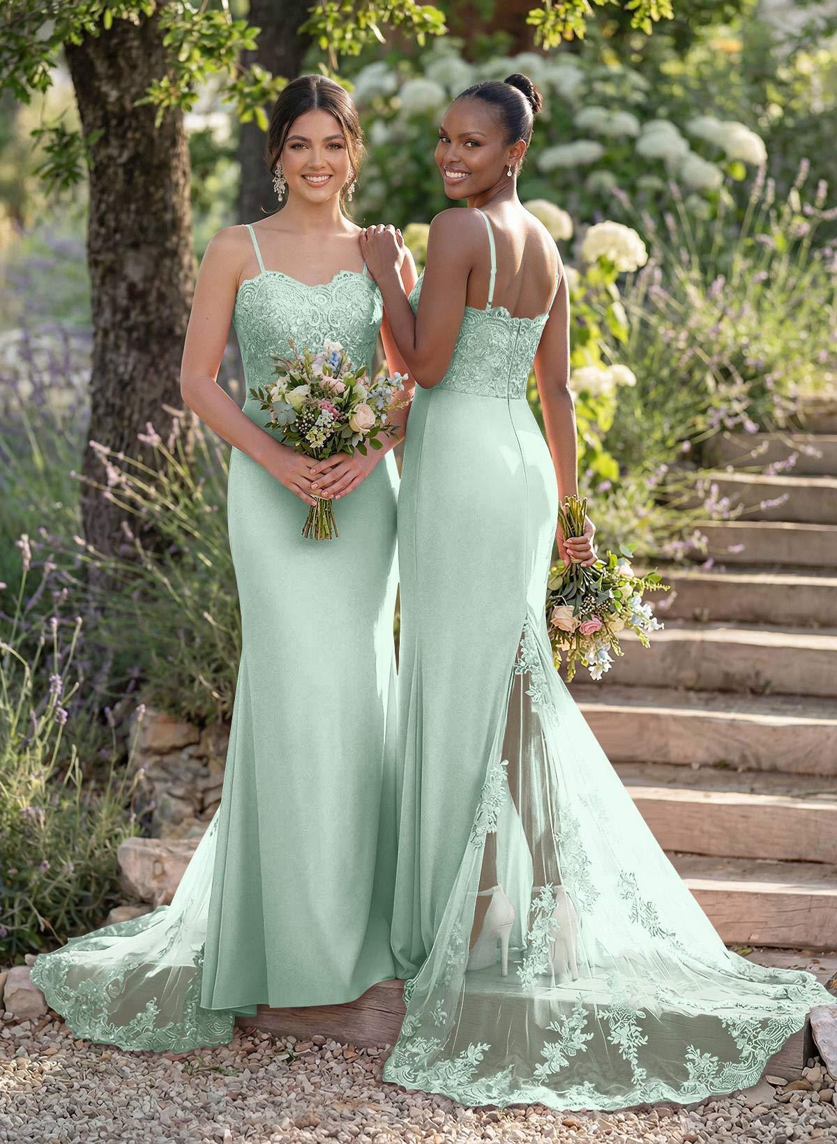 Trumpet/Mermaid Sweetheart Elastic Satin Bridesmaid Dresses With Appliques Lace, product image 146
