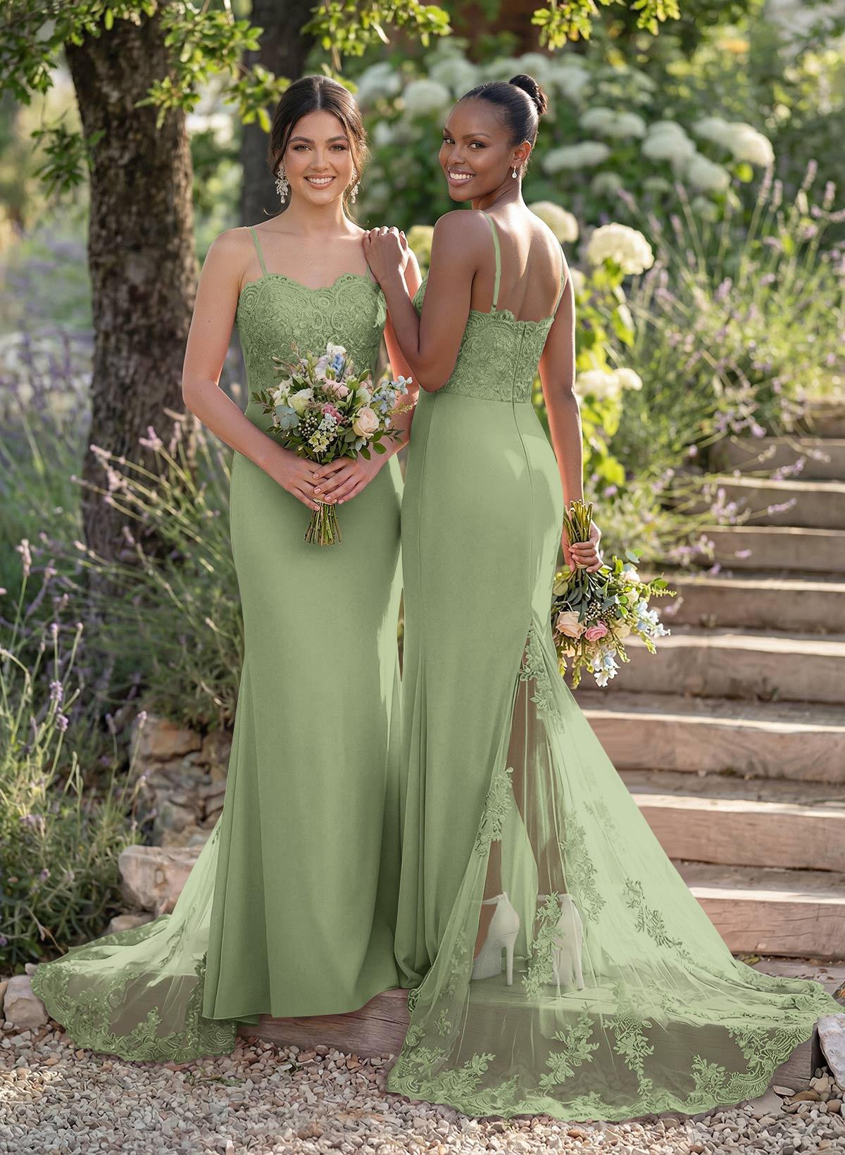 Trumpet/Mermaid Sweetheart Elastic Satin Bridesmaid Dresses With Appliques Lace, product image 158
