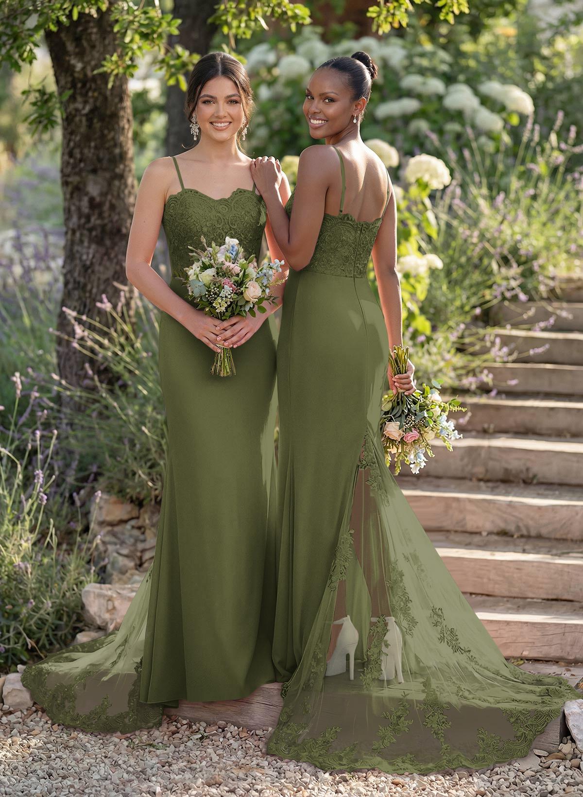 Trumpet/Mermaid Sweetheart Elastic Satin Bridesmaid Dresses With Appliques Lace, product image 167