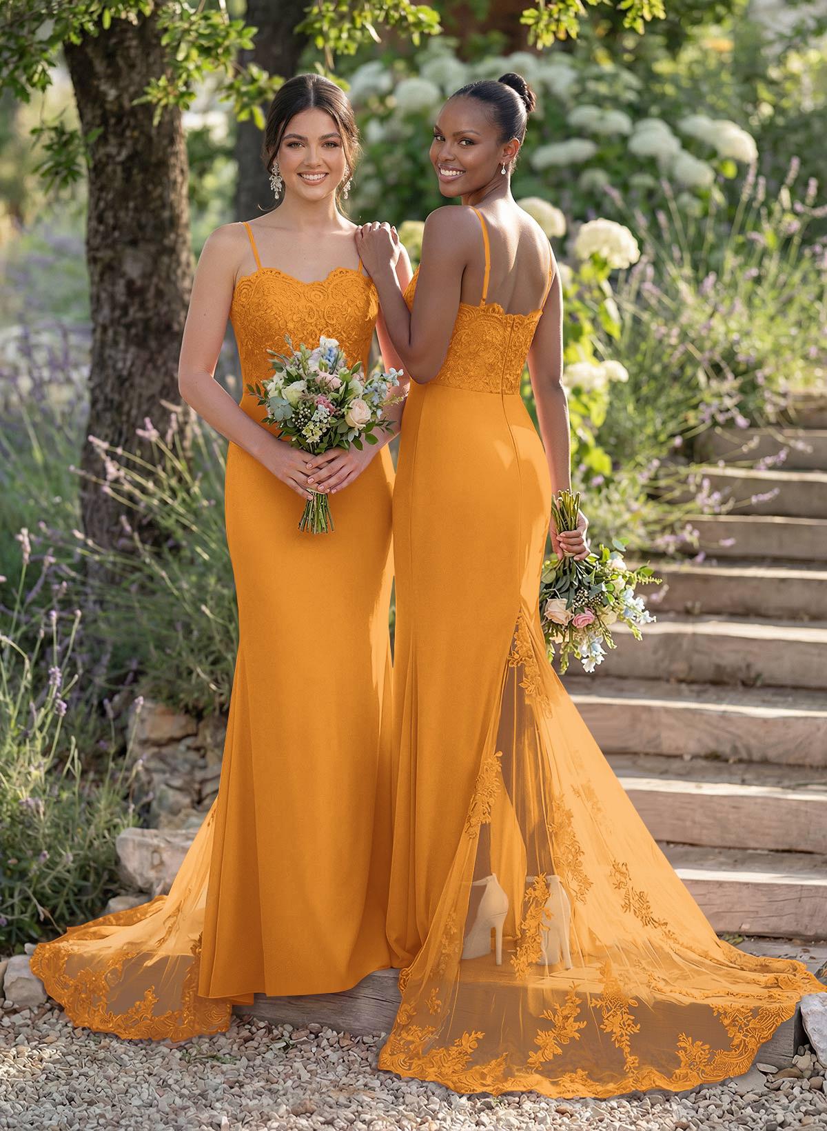 Trumpet/Mermaid Sweetheart Elastic Satin Bridesmaid Dresses With Appliques Lace, product image 143