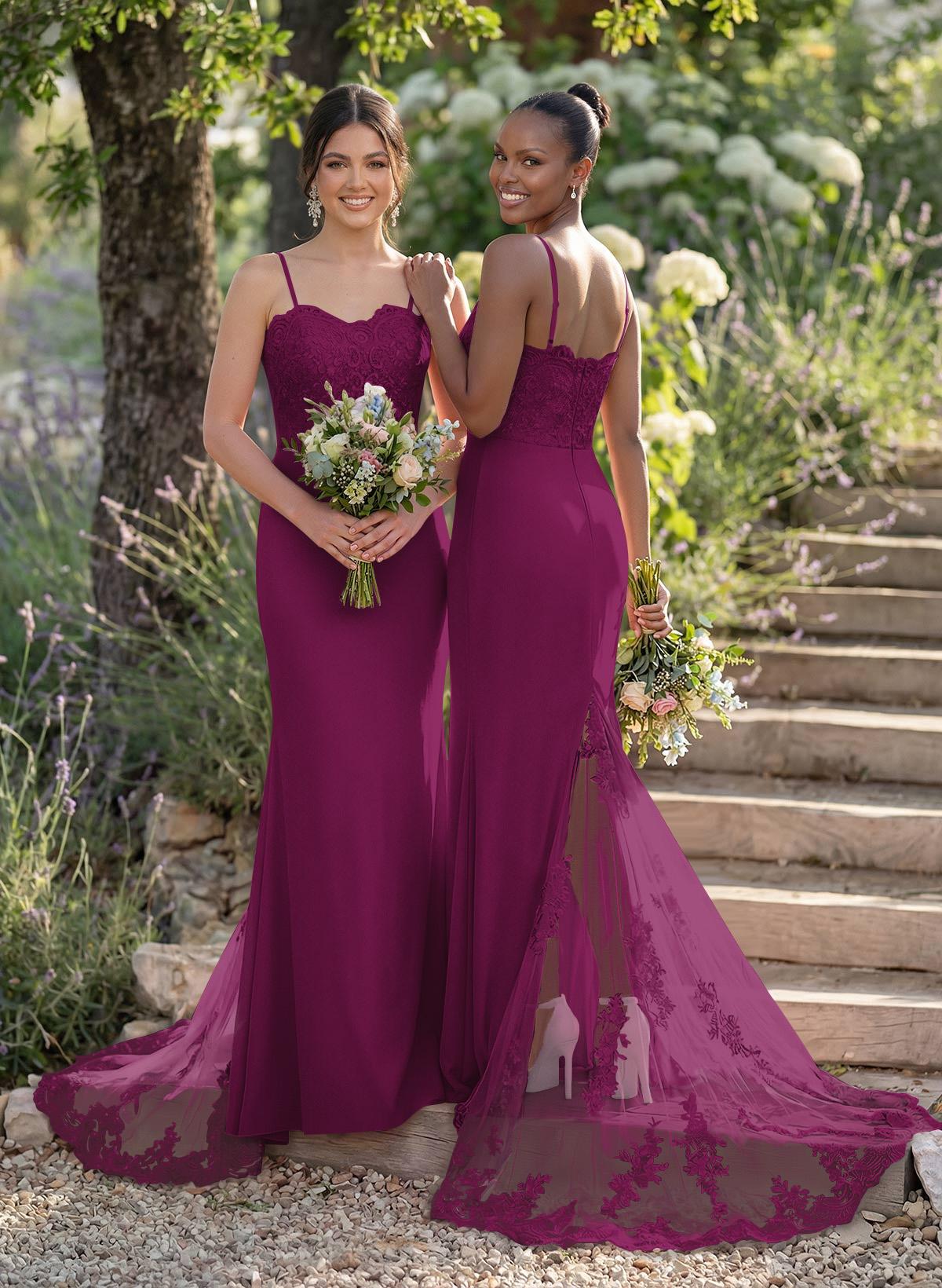 Trumpet/Mermaid Sweetheart Elastic Satin Bridesmaid Dresses With Appliques Lace, product image 119