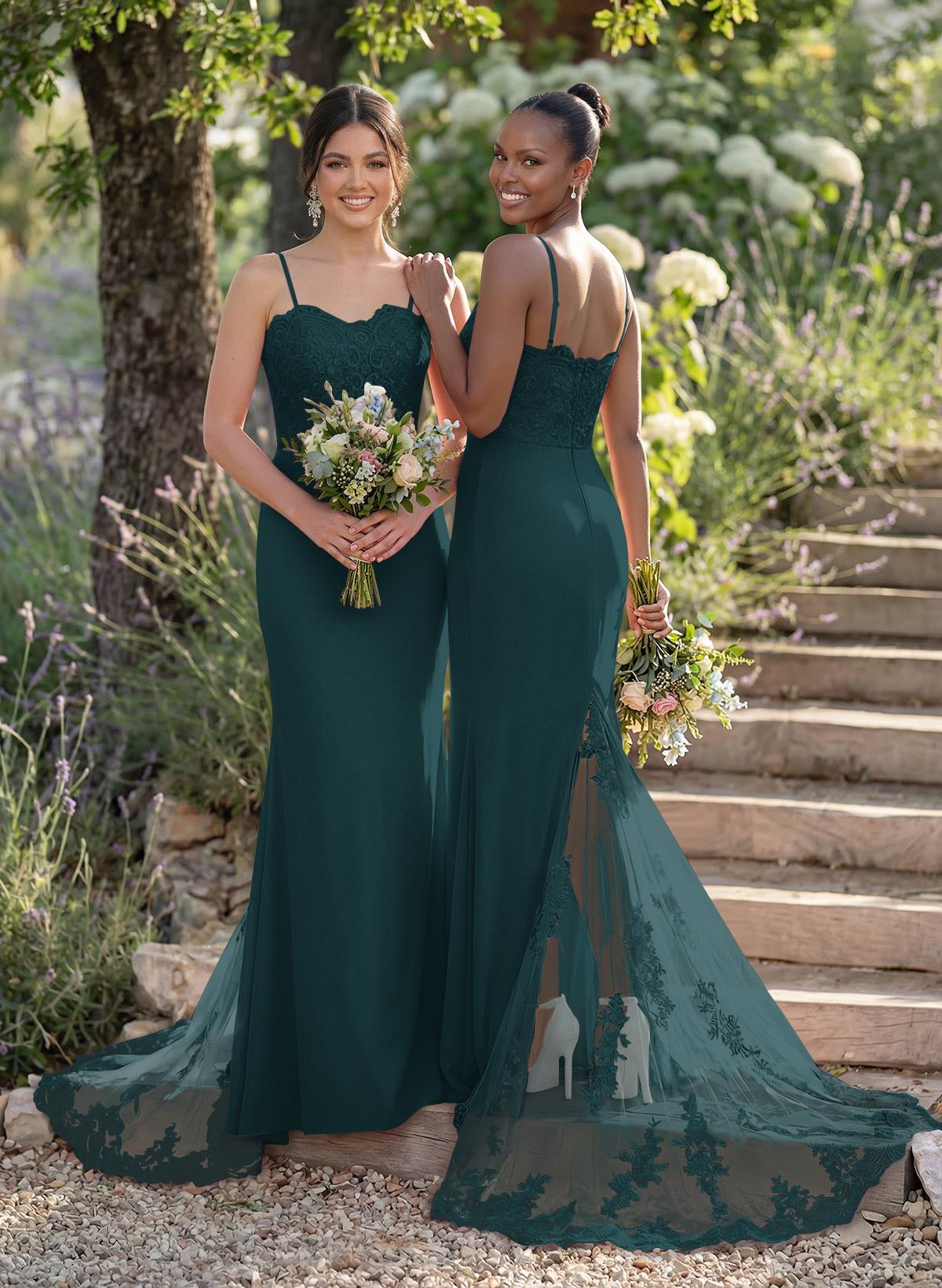 Trumpet/Mermaid Sweetheart Elastic Satin Bridesmaid Dresses With Appliques Lace, product image 80