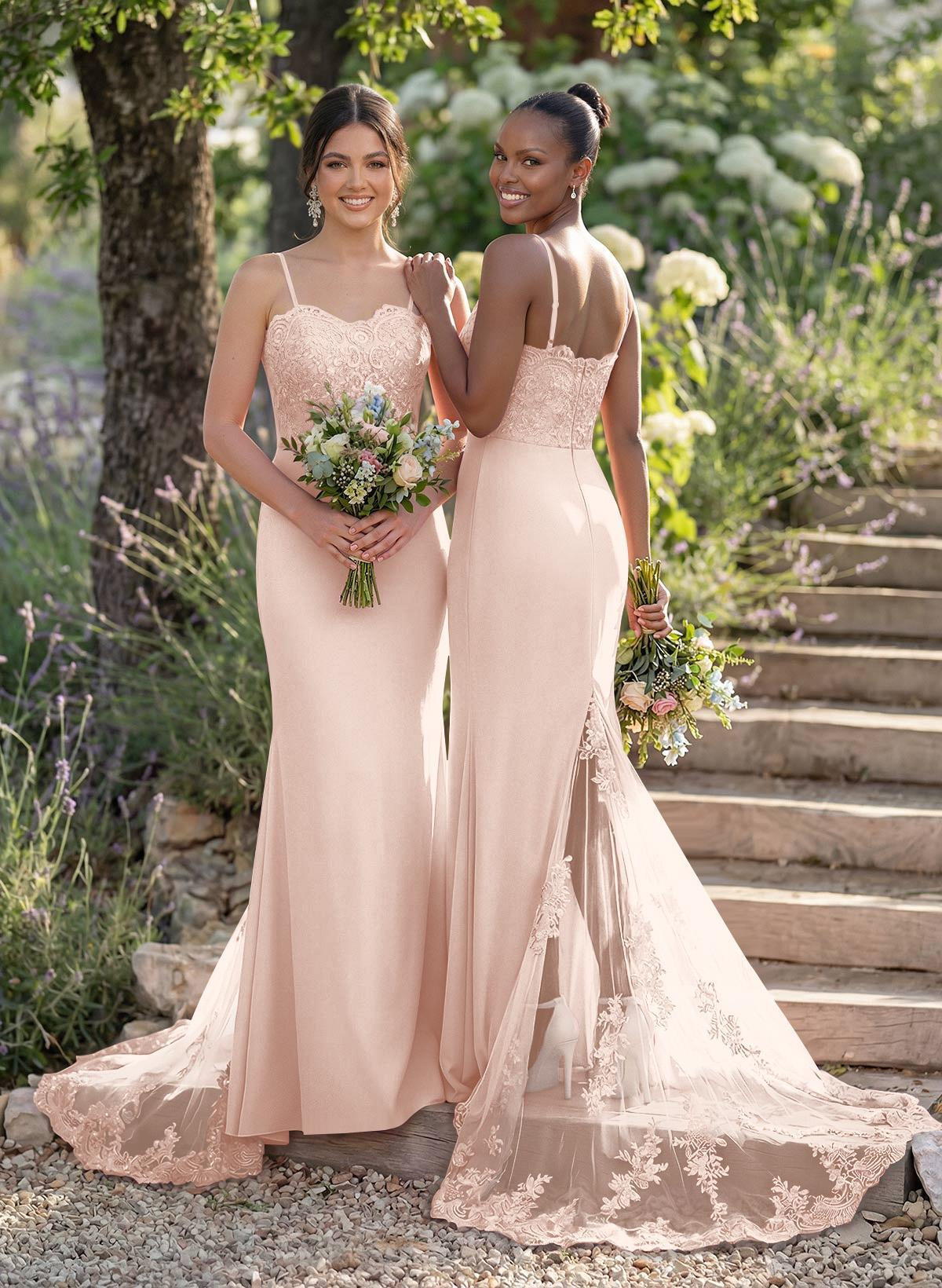 Trumpet/Mermaid Sweetheart Elastic Satin Bridesmaid Dresses With Appliques Lace, product image 71