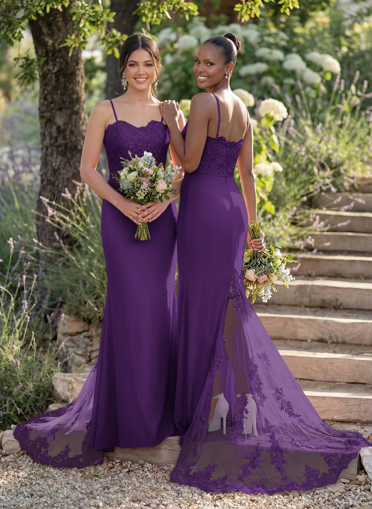 Trumpet/Mermaid Sweetheart Elastic Satin Bridesmaid Dresses With Appliques Lace, product image 107