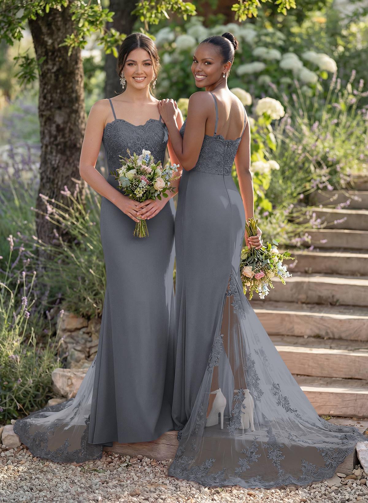 Trumpet/Mermaid Sweetheart Elastic Satin Bridesmaid Dresses With Appliques Lace, product image 77