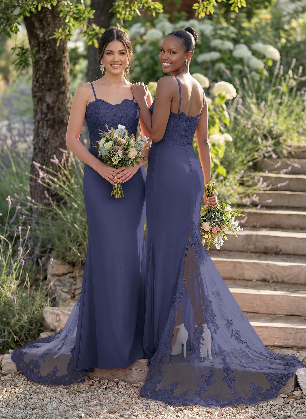 Trumpet/Mermaid Sweetheart Elastic Satin Bridesmaid Dresses With Appliques Lace, product image 92