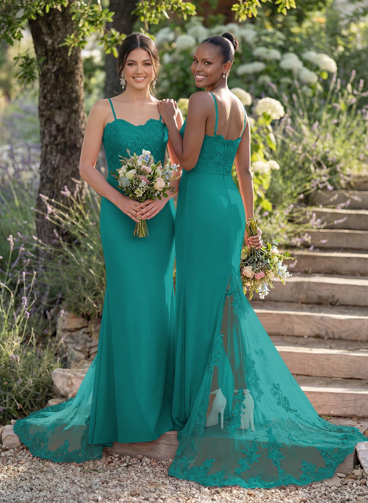 Trumpet/Mermaid Sweetheart Elastic Satin Bridesmaid Dresses With Appliques Lace, product image 161