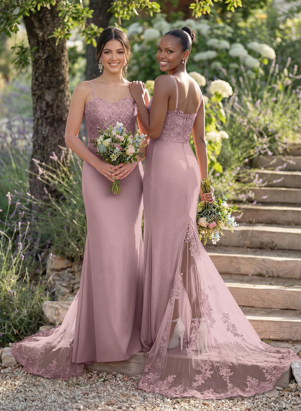 Trumpet/Mermaid Sweetheart Elastic Satin Bridesmaid Dresses With Appliques Lace, product image 74