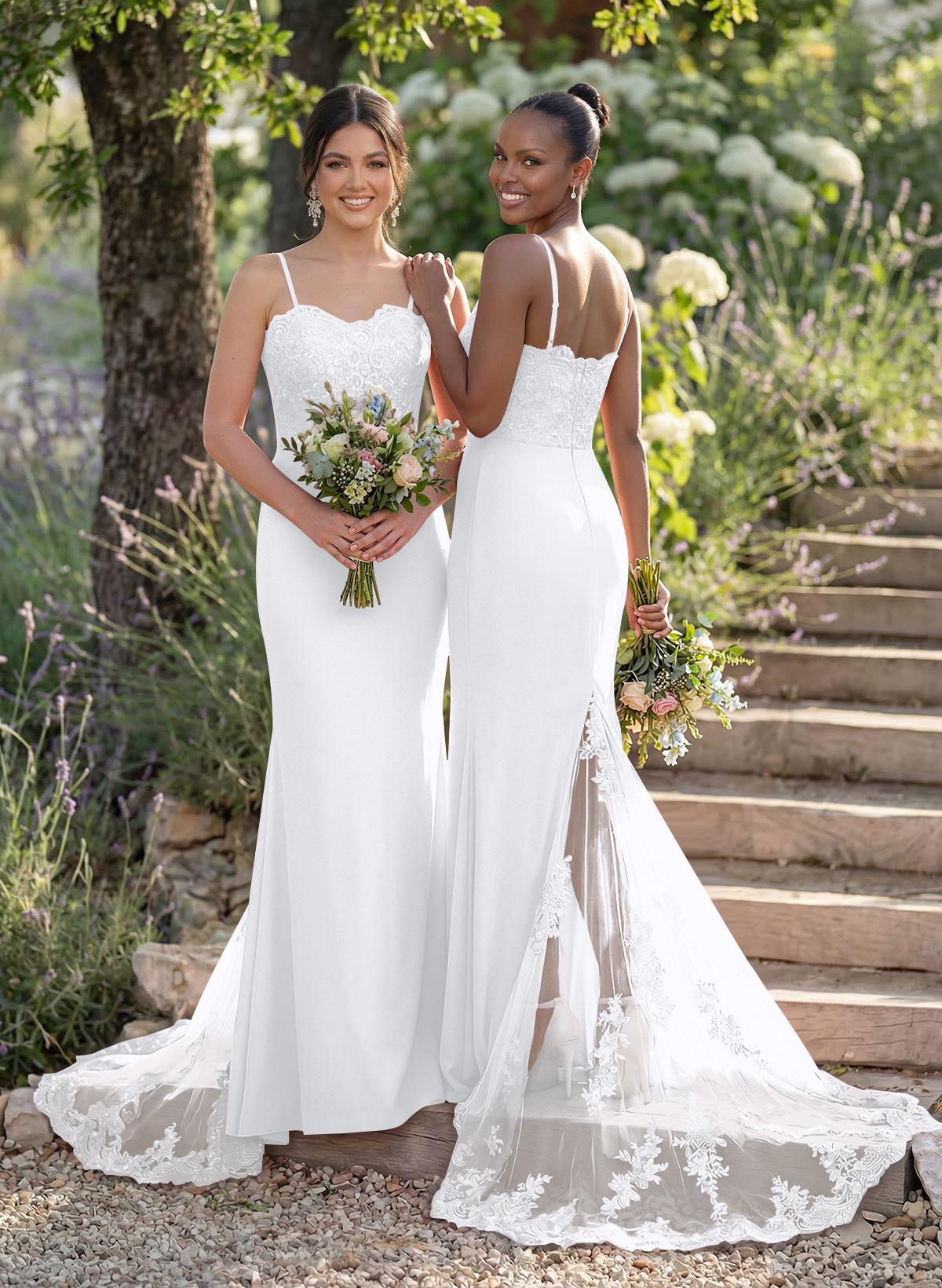 Trumpet/Mermaid Sweetheart Elastic Satin Bridesmaid Dresses With Appliques Lace, product image 36