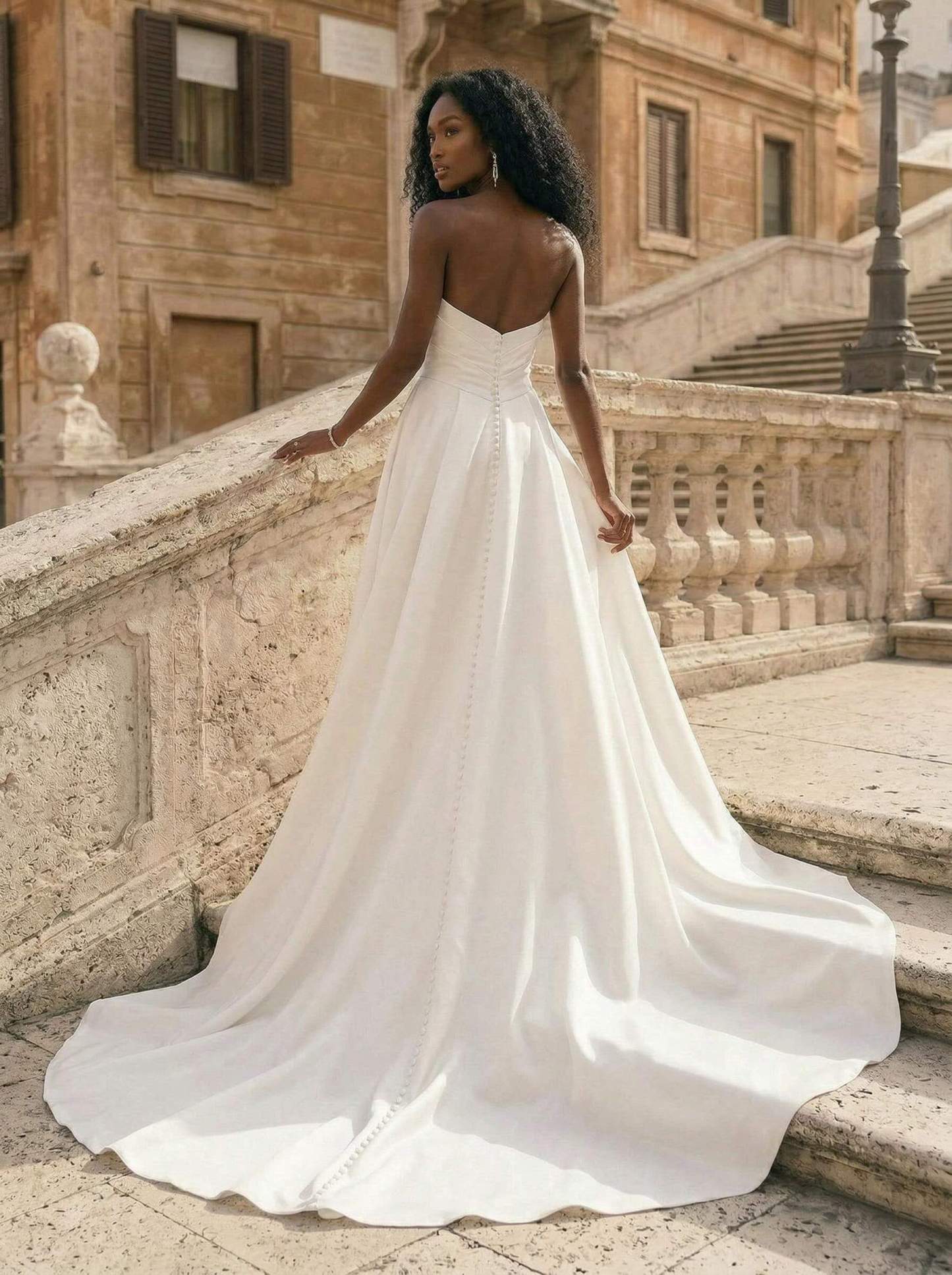 A-Line Sweetheart Sleeveless Court Train Satin Plus Size Wedding Dresses With High Split, product image 2