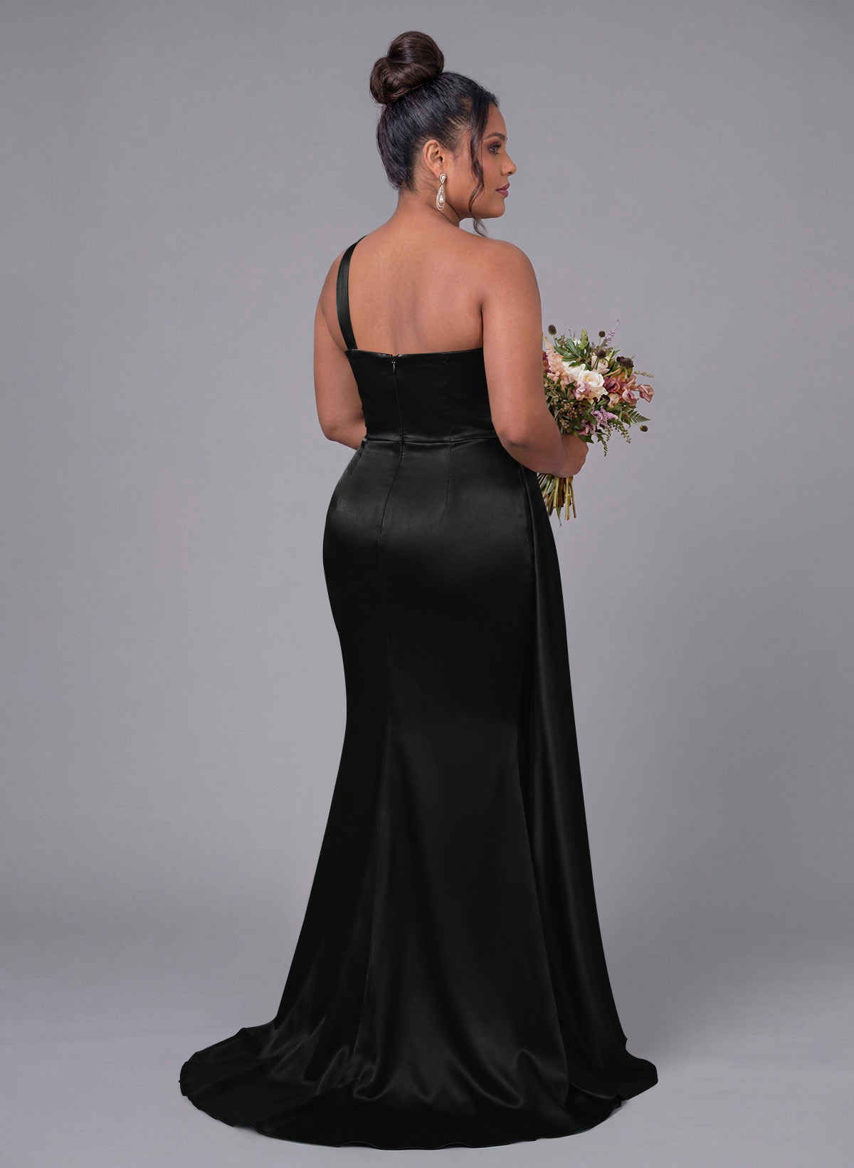 Sheath/Column One-Shoulder Silk Like Satin Bridesmaid Dresses With Ruffle, product image 283