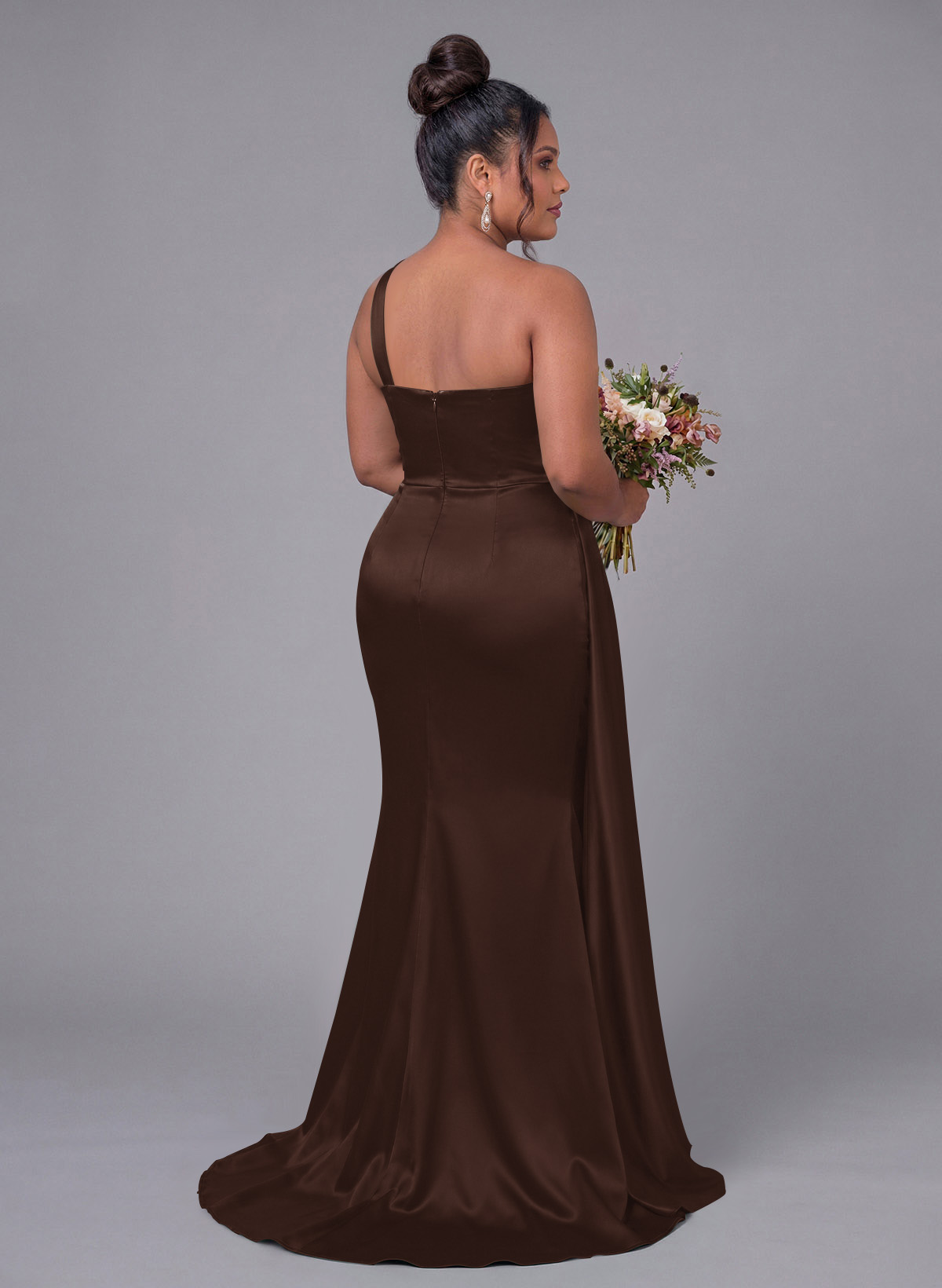 Sheath/Column One-Shoulder Silk Like Satin Bridesmaid Dresses With Ruffle, product image 339