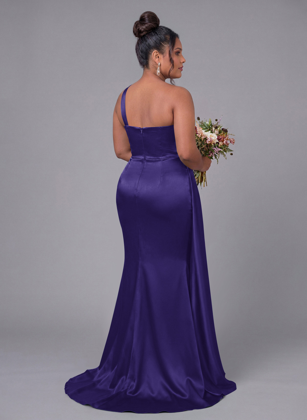 Sheath/Column One-Shoulder Silk Like Satin Bridesmaid Dresses With Ruffle, product image 315
