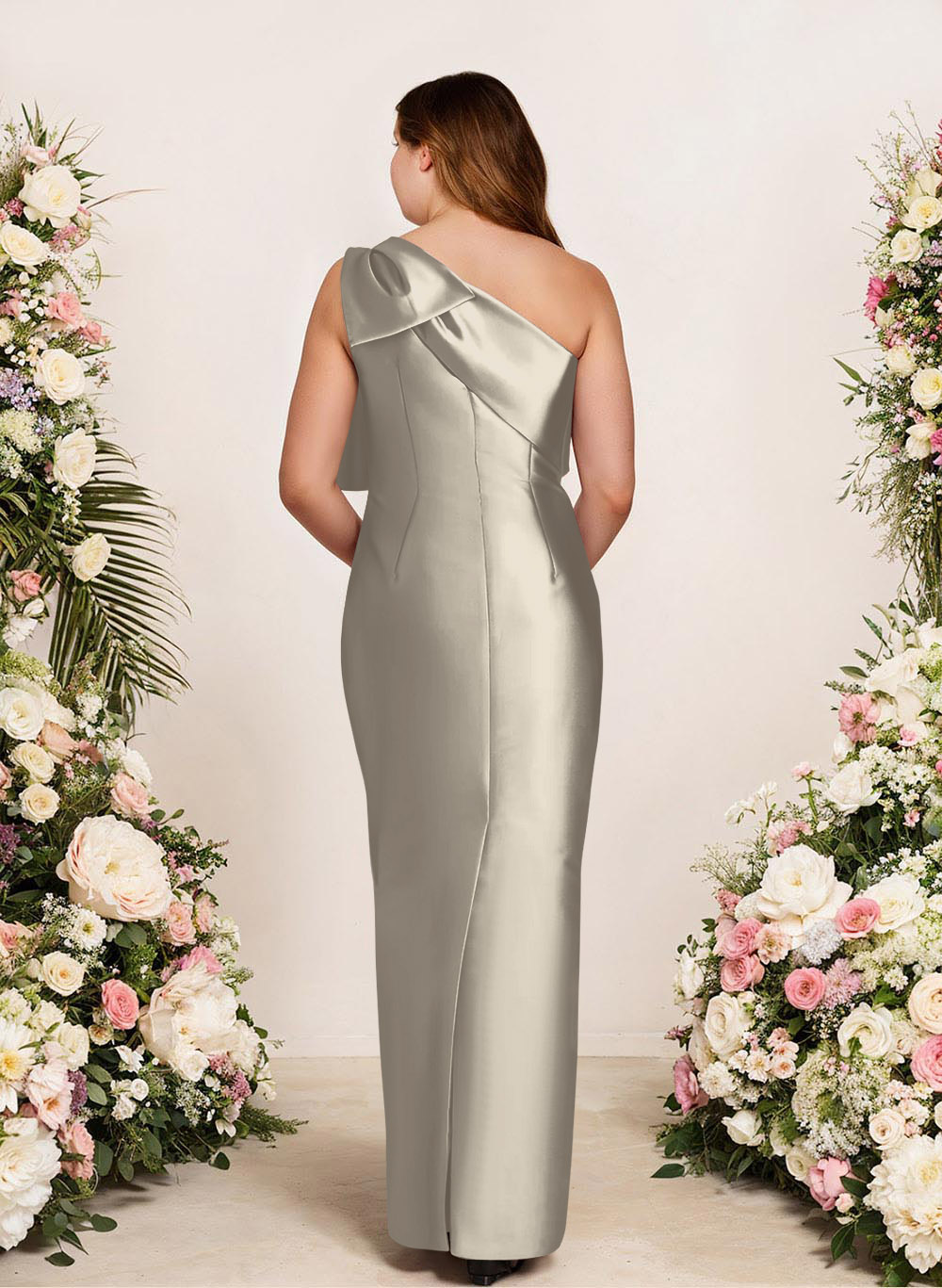 Sheath/Column One-Shoulder Satin Bridesmaid Dresses With Bow(s), product image 244