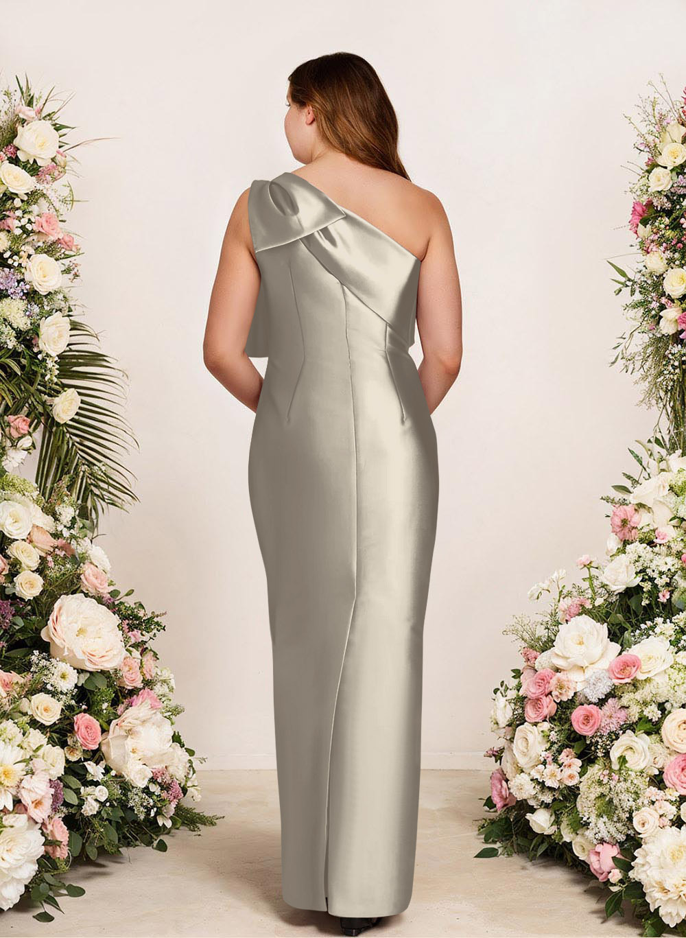 Sheath/Column One-Shoulder Satin Bridesmaid Dresses With Bow(s), product image 244