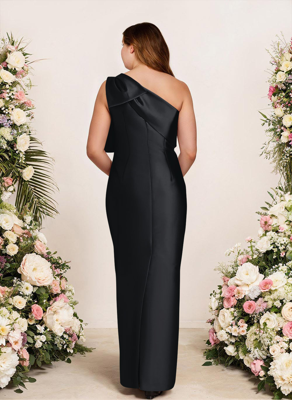 Sheath/Column One-Shoulder Satin Bridesmaid Dresses With Bow(s), product image 140