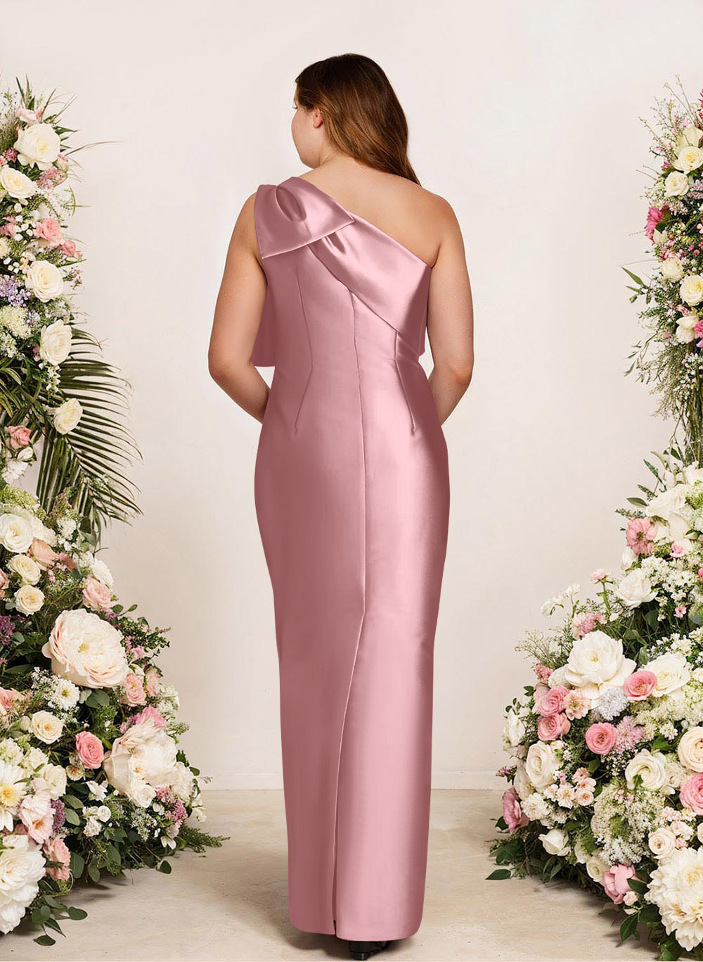 Sheath/Column One-Shoulder Satin Bridesmaid Dresses With Bow(s), product image 172