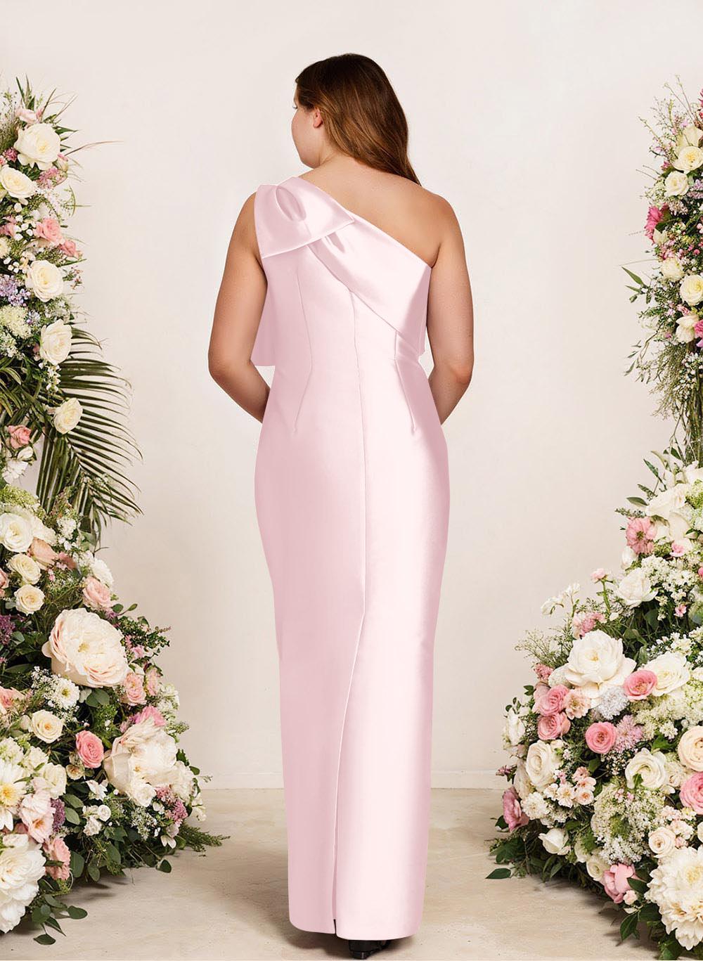 Sheath/Column One-Shoulder Satin Bridesmaid Dresses With Bow(s), product image 178