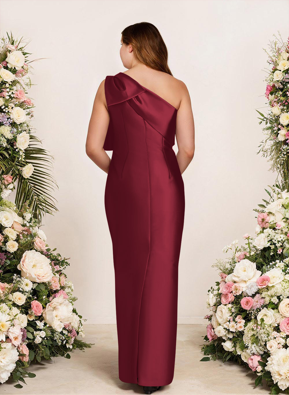 Sheath/Column One-Shoulder Satin Bridesmaid Dresses With Bow(s), product image 184
