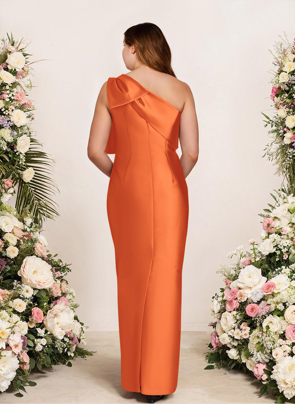 Sheath/Column One-Shoulder Satin Bridesmaid Dresses With Bow(s), product image 254