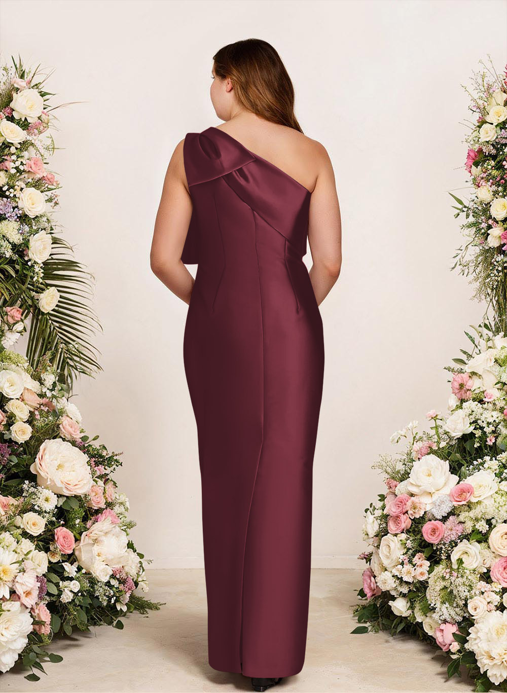 Sheath/Column One-Shoulder Satin Bridesmaid Dresses With Bow(s), product image 186