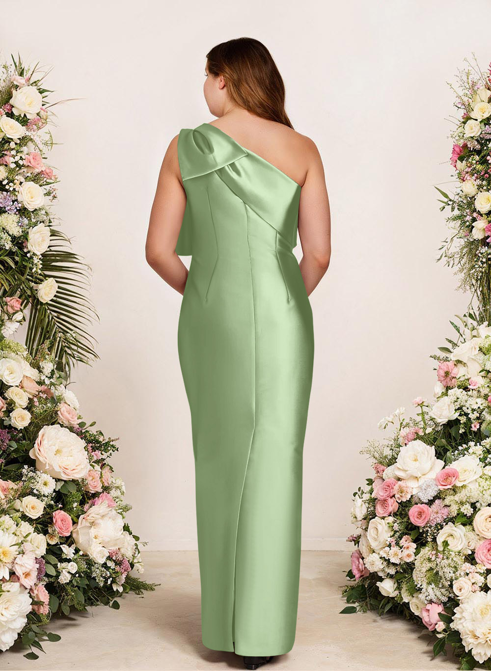 Sheath/Column One-Shoulder Satin Bridesmaid Dresses With Bow(s), product image 224