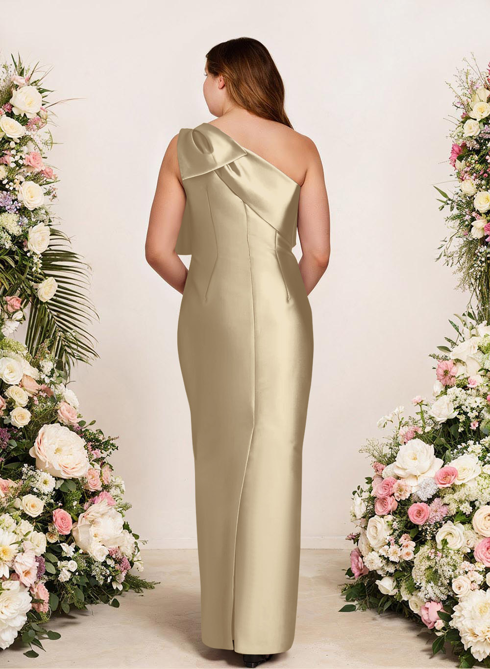Sheath/Column One-Shoulder Satin Bridesmaid Dresses With Bow(s), product image 142