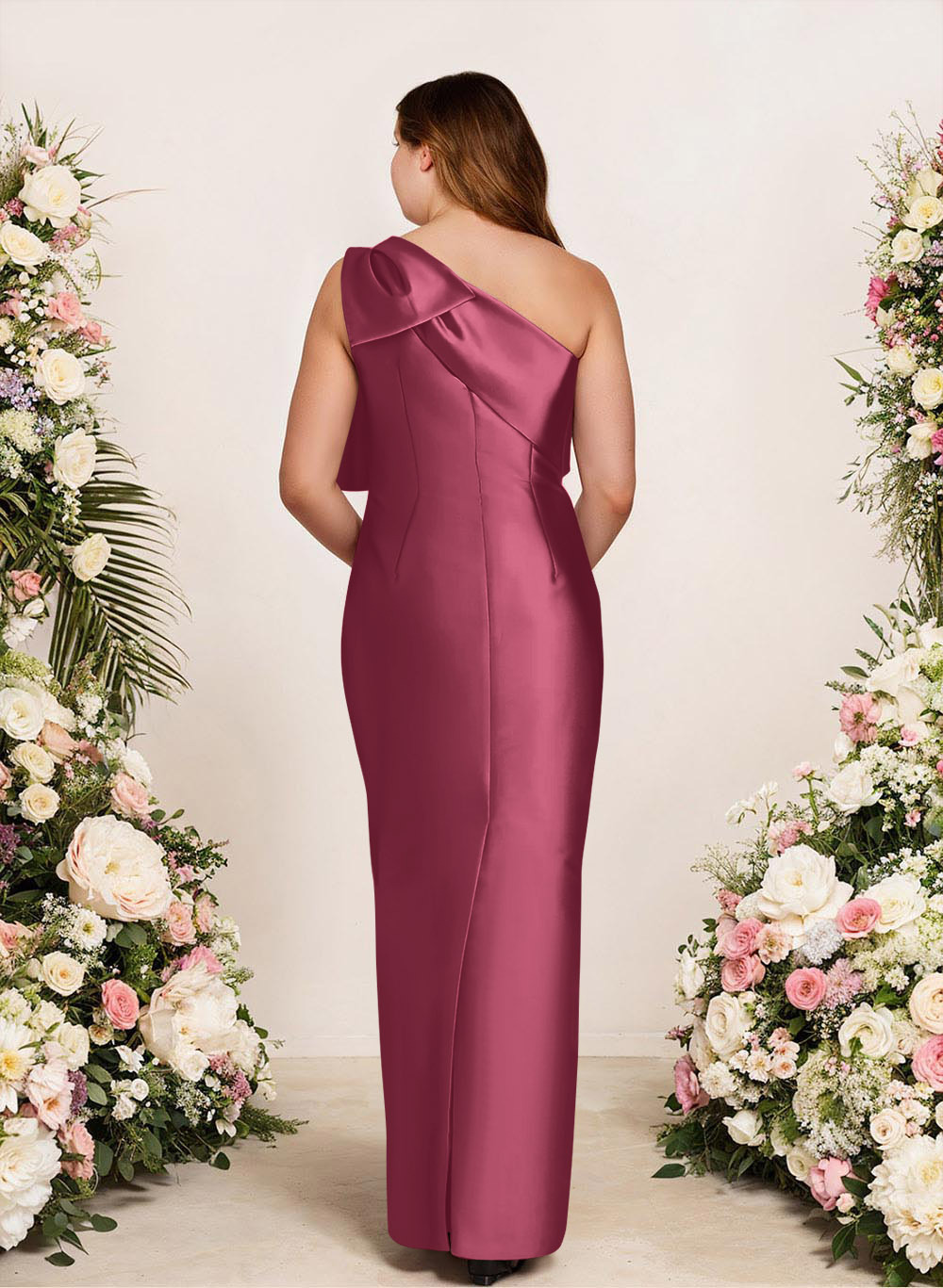 Sheath/Column One-Shoulder Satin Bridesmaid Dresses With Bow(s), product image 188