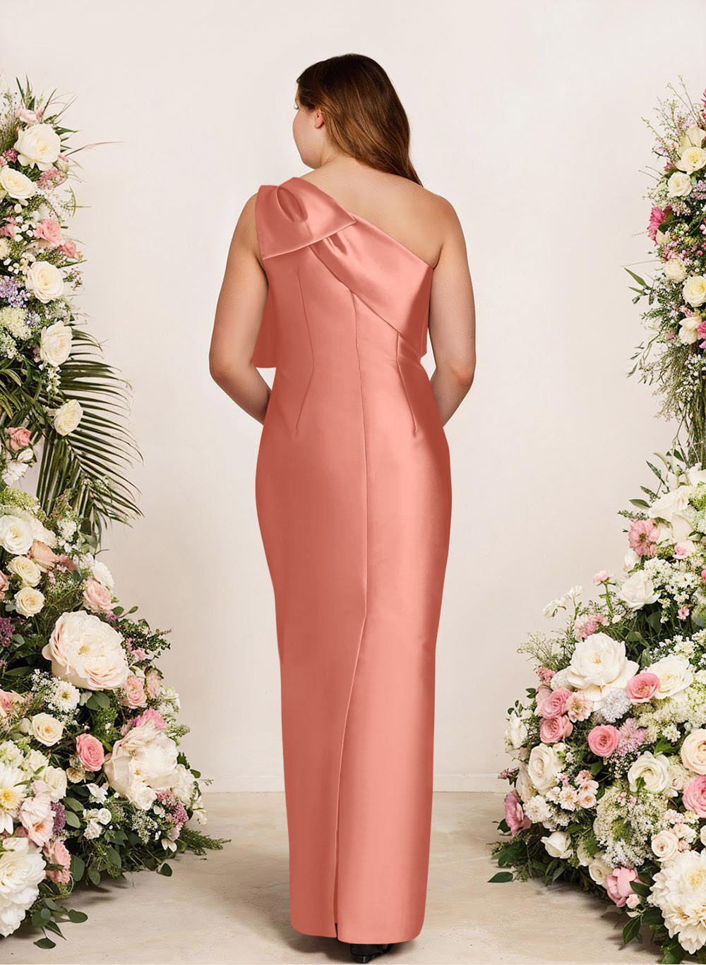 Sheath/Column One-Shoulder Satin Bridesmaid Dresses With Bow(s), product image 176