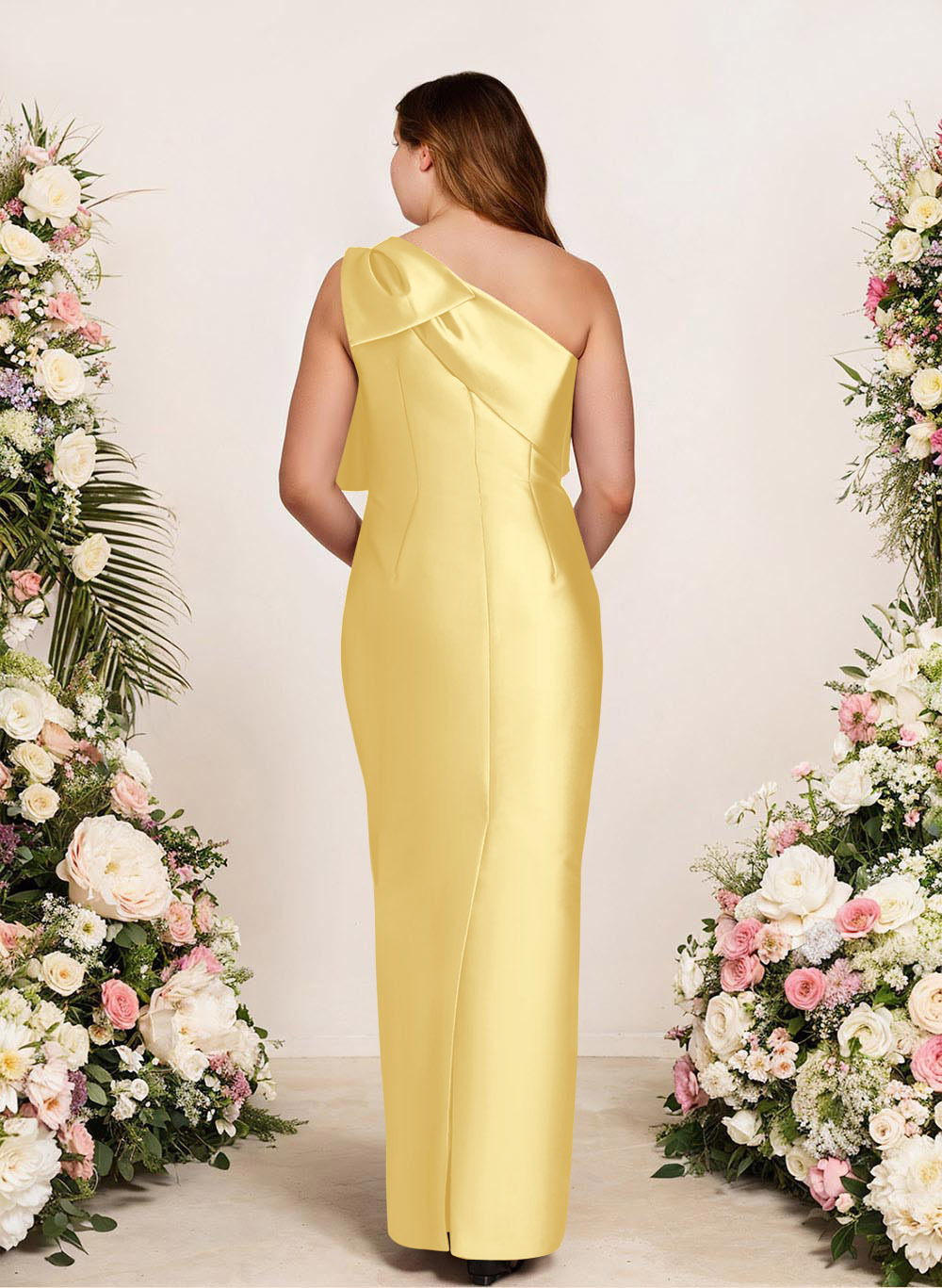 Sheath/Column One-Shoulder Satin Bridesmaid Dresses With Bow(s), product image 246