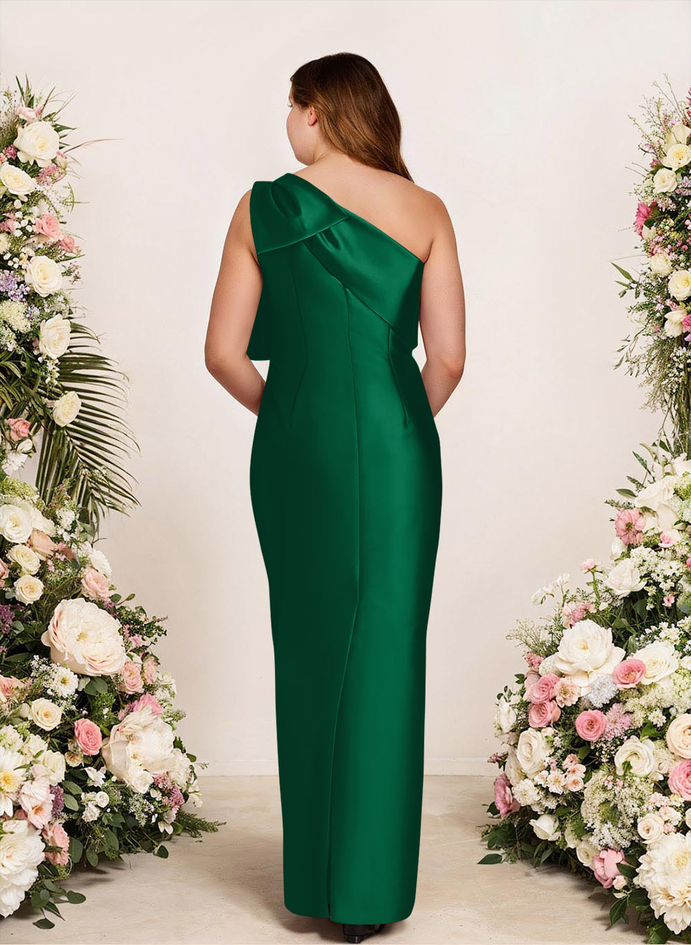Sheath/Column One-Shoulder Satin Bridesmaid Dresses With Bow(s), product image 220