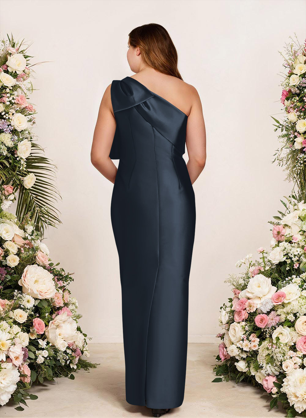 Sheath/Column One-Shoulder Satin Bridesmaid Dresses With Bow(s), product image 144