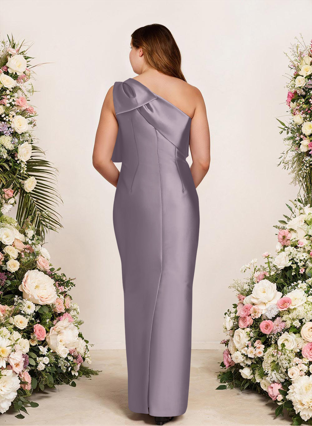 Sheath/Column One-Shoulder Satin Bridesmaid Dresses With Bow(s), product image 202