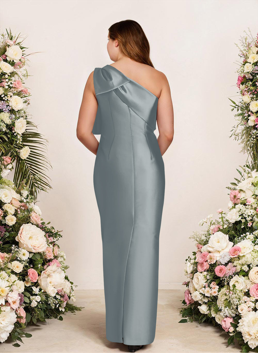 Sheath/Column One-Shoulder Satin Bridesmaid Dresses With Bow(s), product image 154