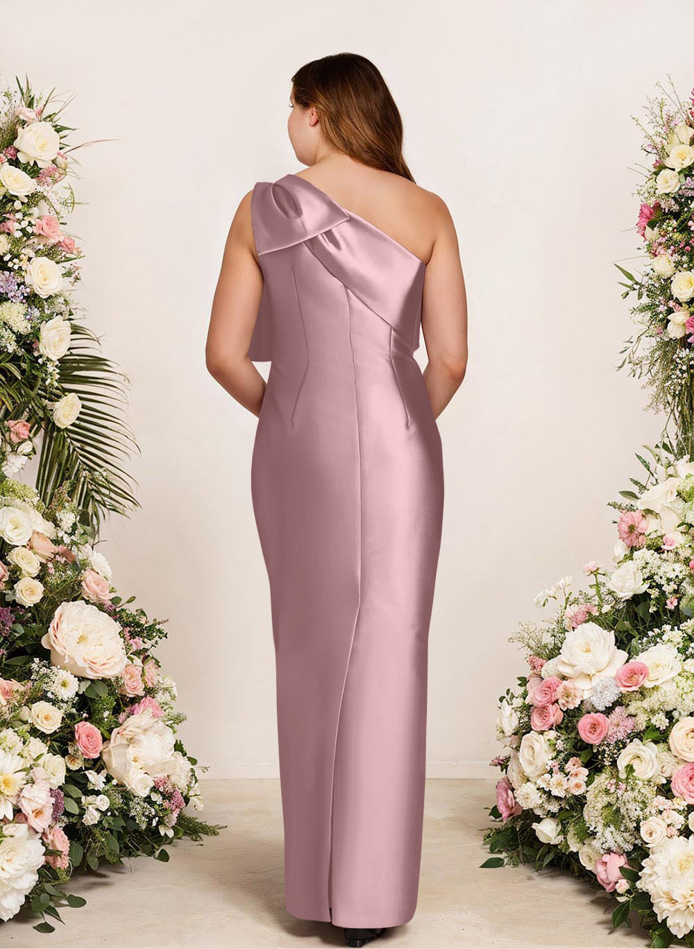 Sheath/Column One-Shoulder Satin Bridesmaid Dresses With Bow(s), product image 138