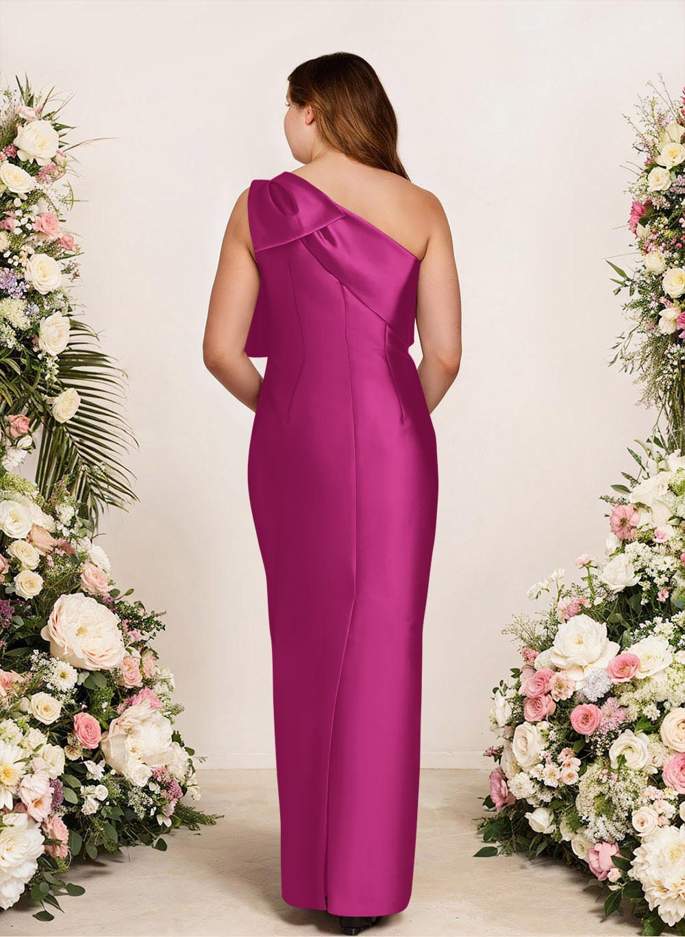 Sheath/Column One-Shoulder Satin Bridesmaid Dresses With Bow(s), product image 166