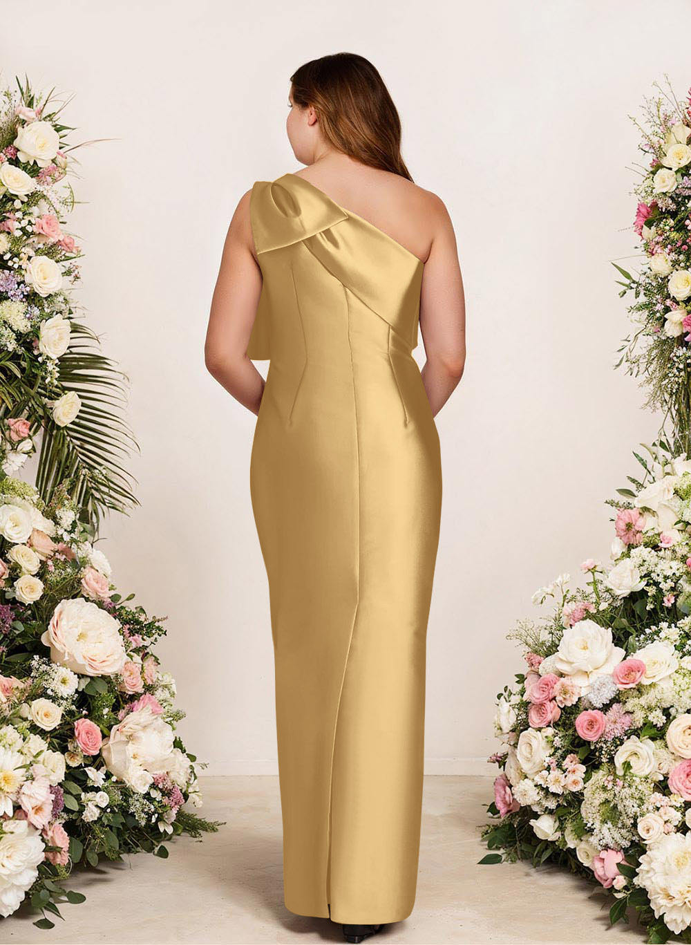 Sheath/Column One-Shoulder Satin Bridesmaid Dresses With Bow(s), product image 248