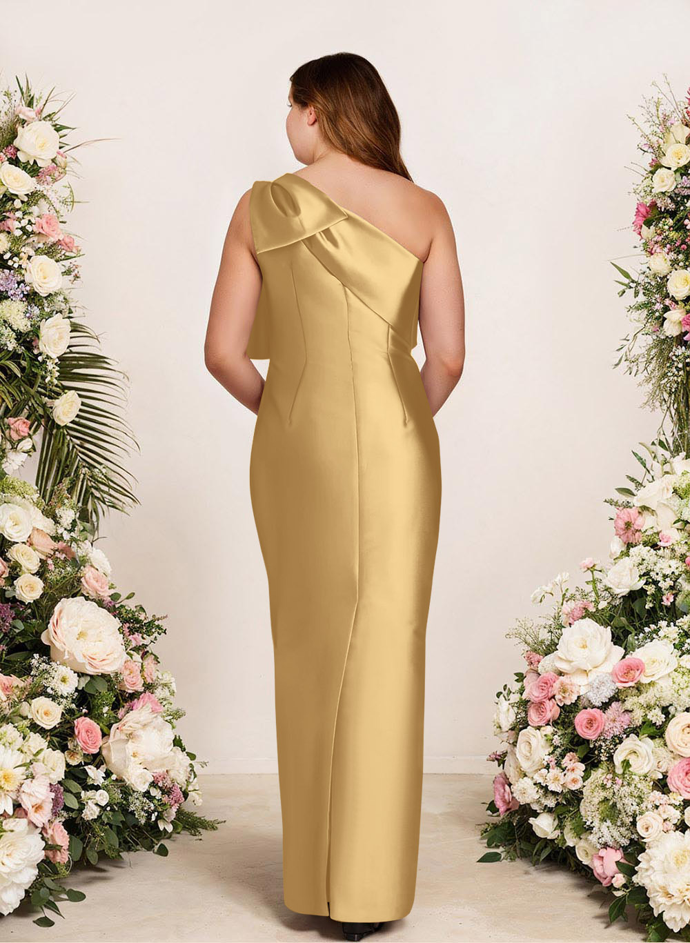 Sheath/Column One-Shoulder Satin Bridesmaid Dresses With Bow(s), product image 248