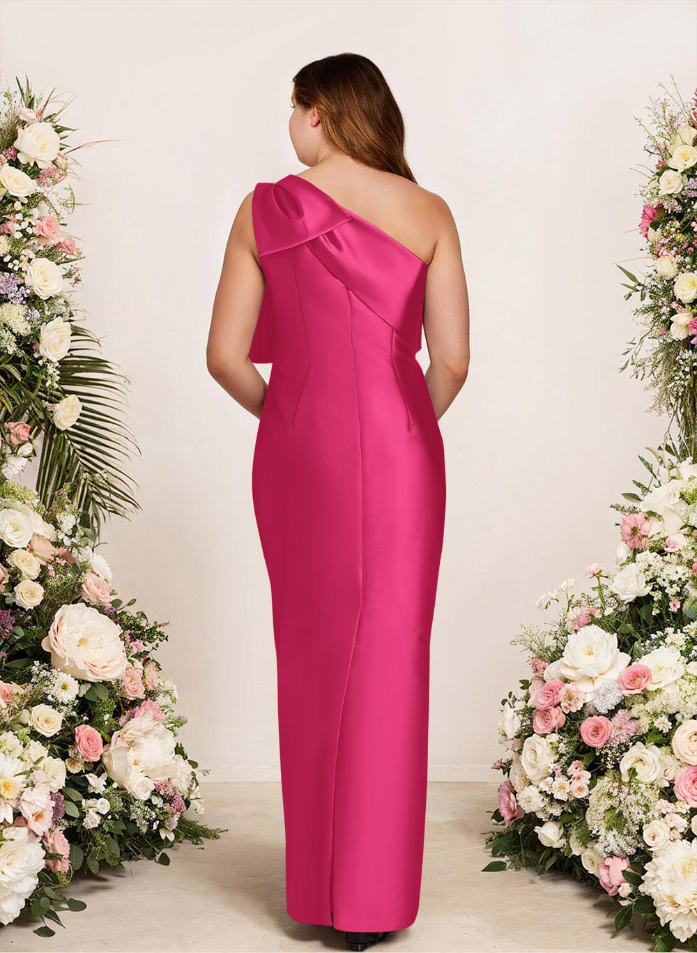 Sheath/Column One-Shoulder Satin Bridesmaid Dresses With Bow(s), product image 168